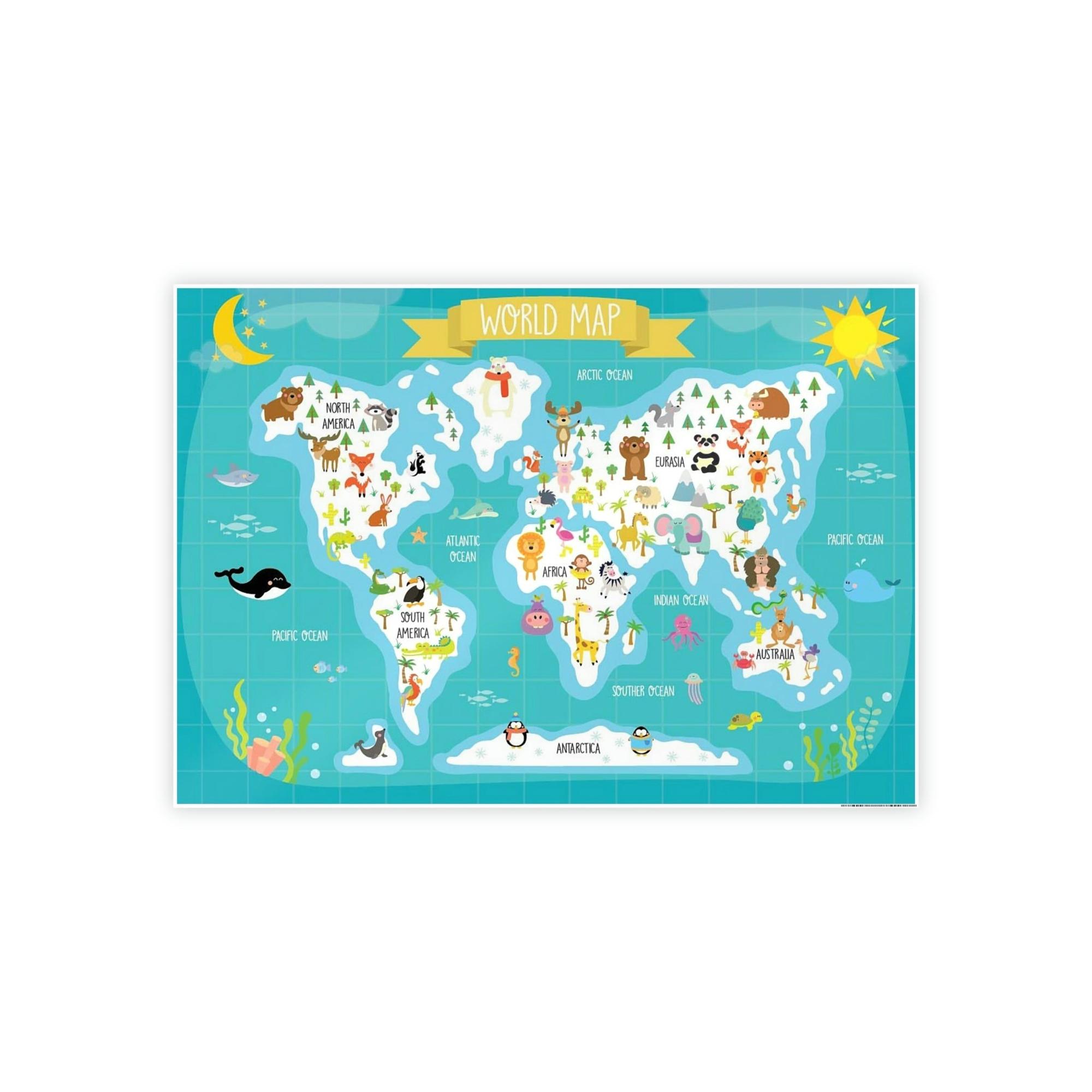 Kids Maps Map Adventure: Beautiful Wall Art on Natural Canvas for Kids