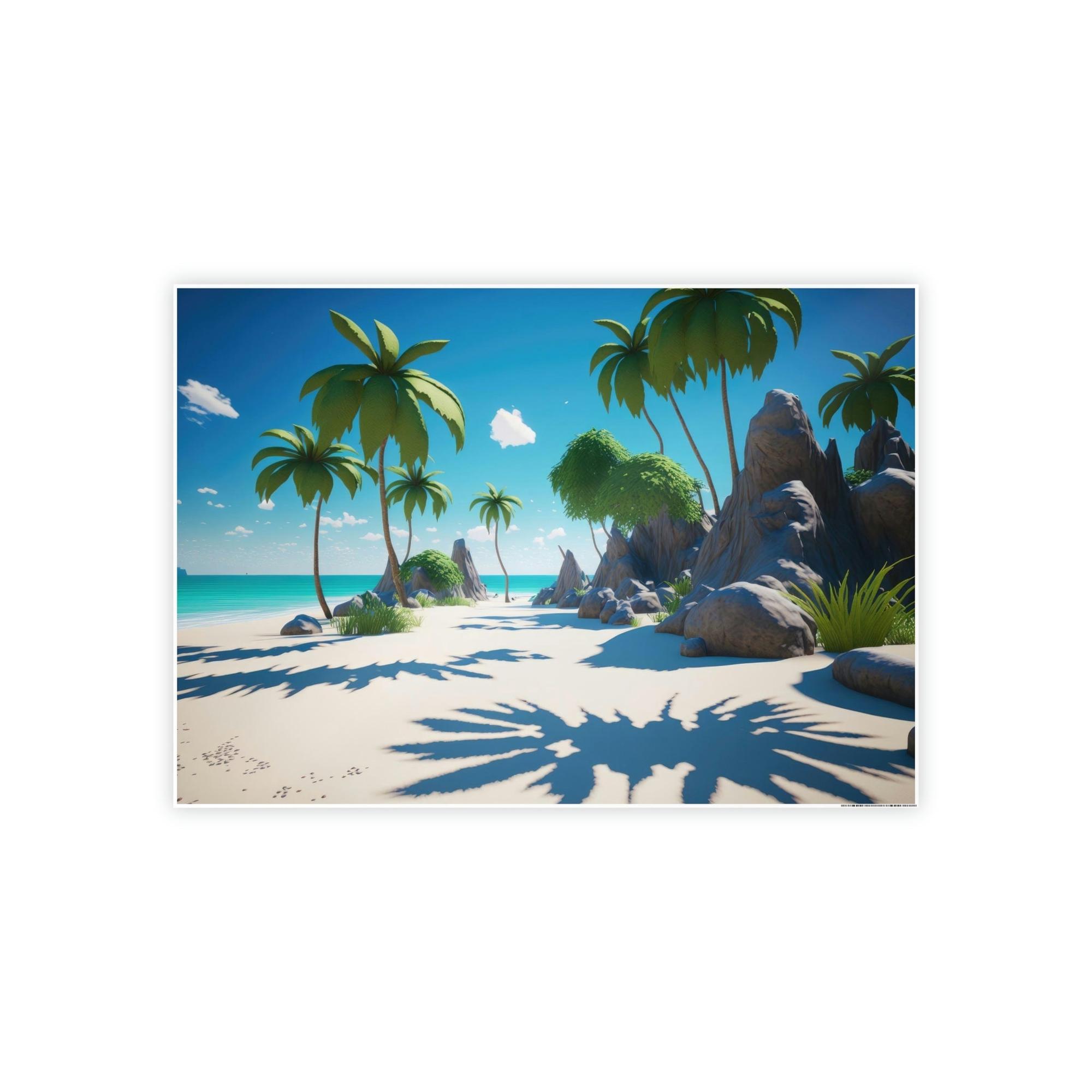 Island Beach Seaside Bliss: Wall Art of a Gorgeous Island Beach on a Natural Canvas & Poster