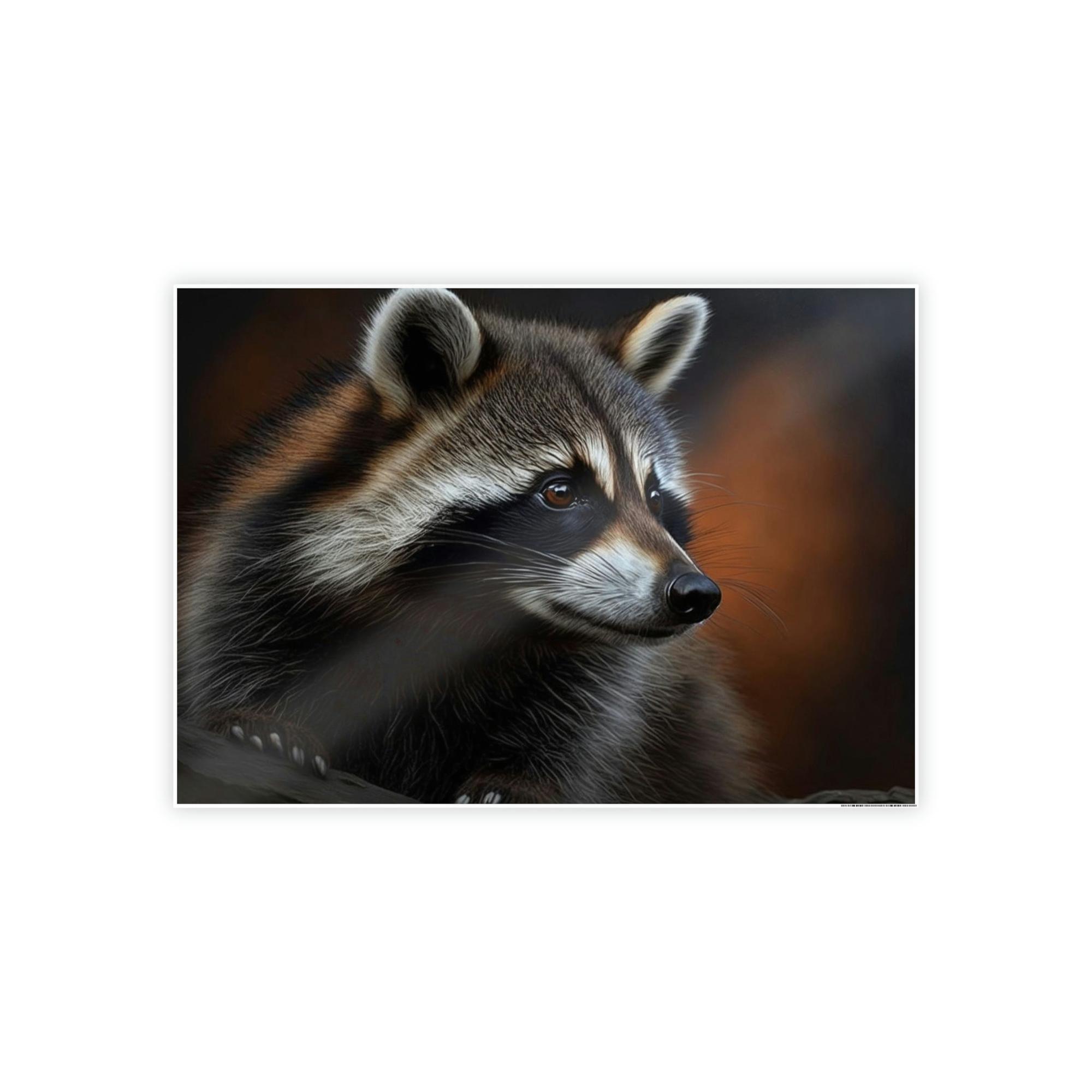 Raccoons Woodland Bandits: Artistic Print on Canvas and Framed Poster of Sly Raccoon