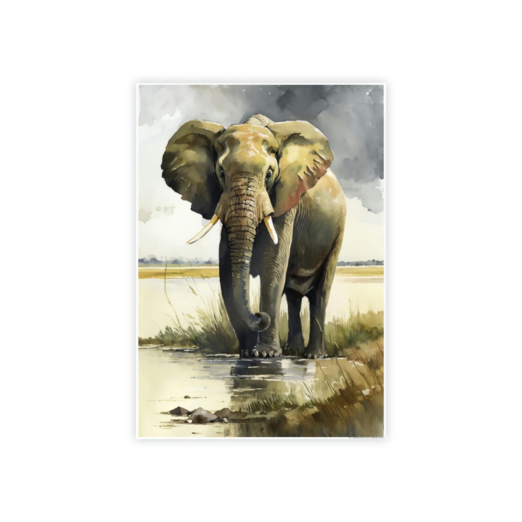 Elephants Serene Giants: Beautiful Art of Elephant in Calming Natural Landscapes