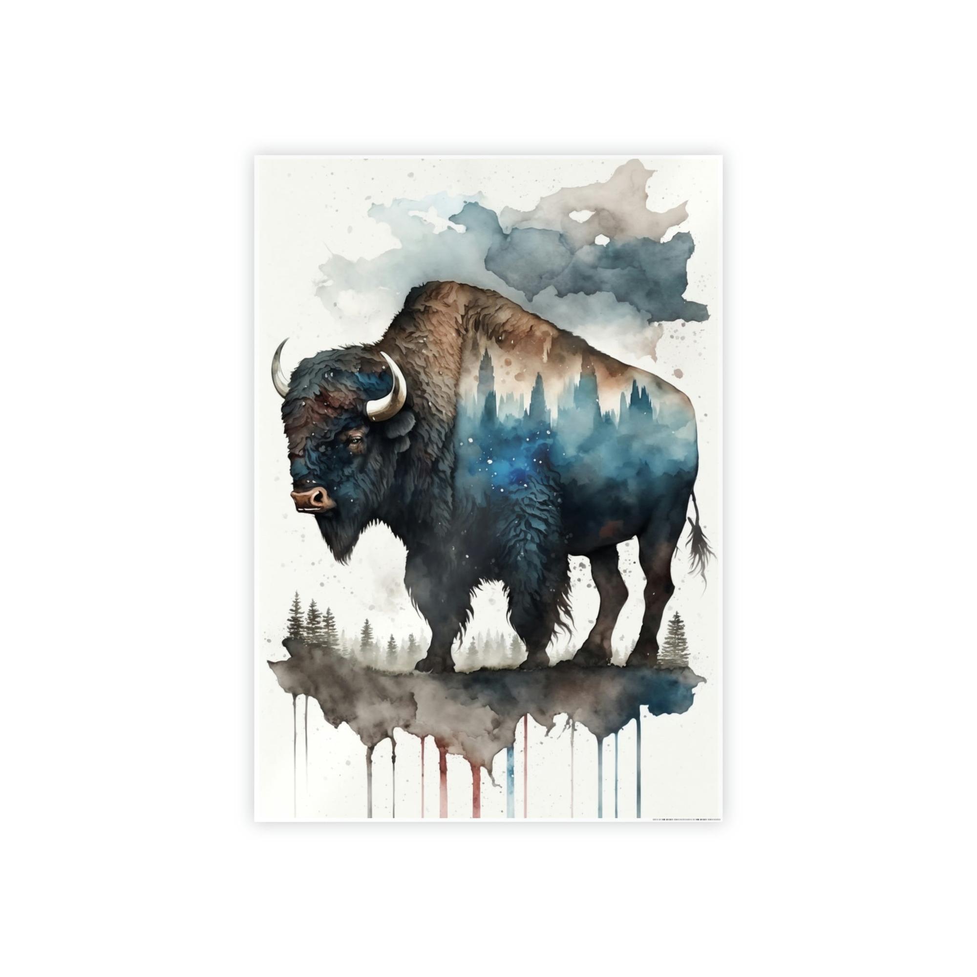Buffalos A Lone Buffalo in the Wild: An Inspiring Artwork on Canvas & Poster