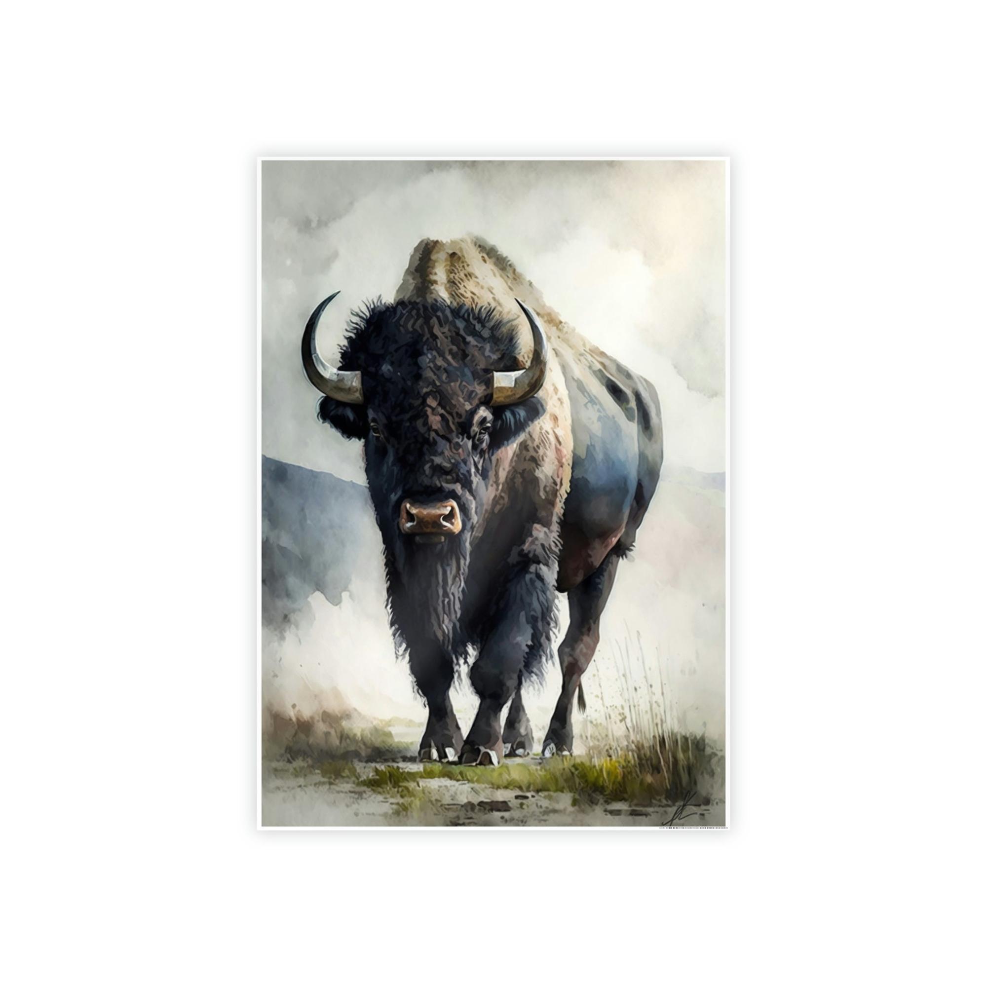 Buffalos A Serene Buffalo Portrait on Natural Canvas & Poster for Your Home
