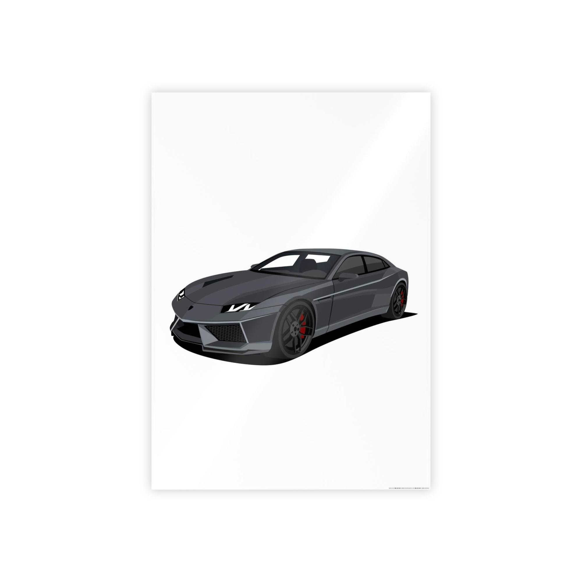 Lamborghini Mysterious Power: Black Lamborghini Framed Canvas & Poster Artwork