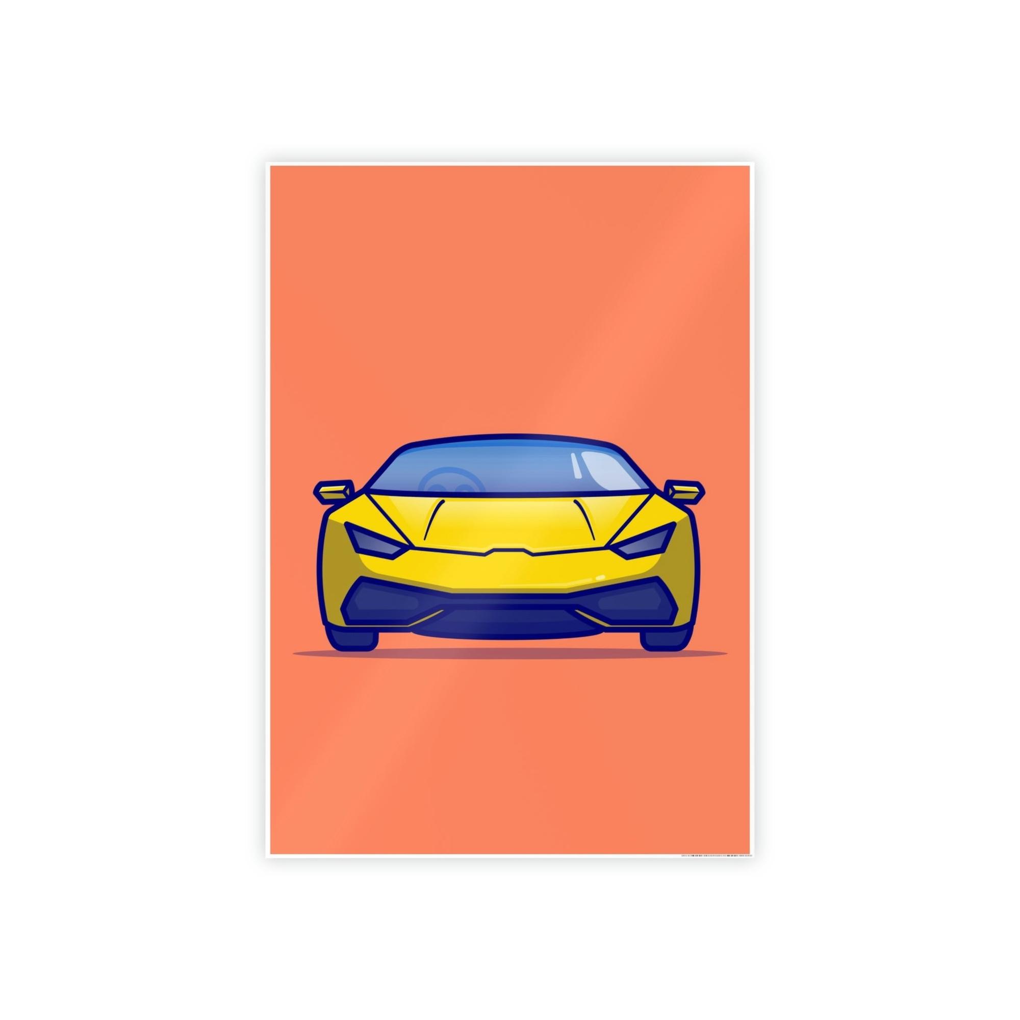 Lamborghini Luminous Speed: Yellow Lamborghini Wall Art on Framed Canvas & Poster