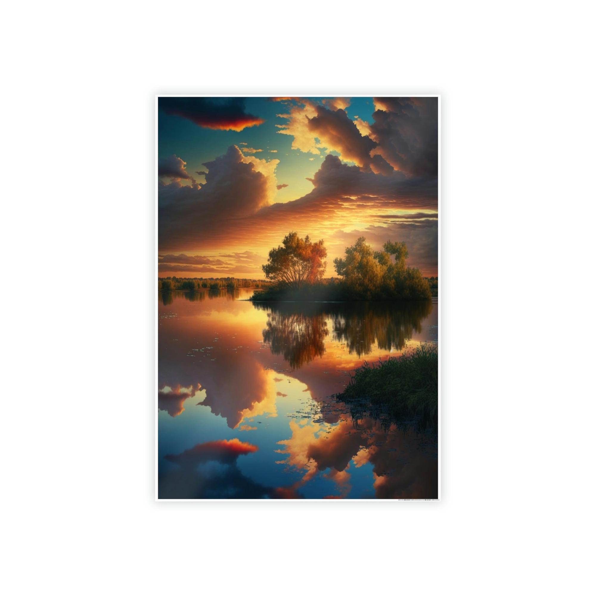 Lakes And Rivers Lake Reflections: Framed Canvas & Poster Print of a Picturesque Lakeshore