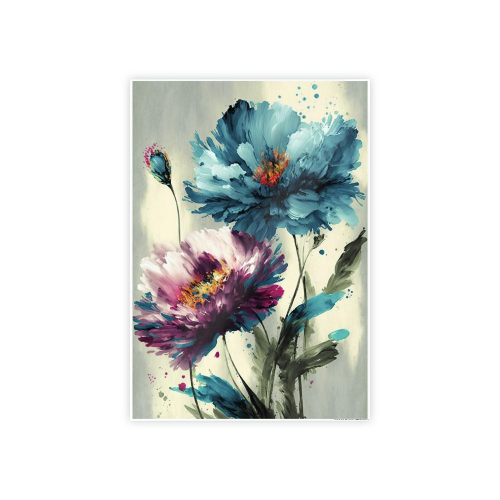 Abstract Flower Framed Canvas & Poster Print of Abstract Bouquets: A Symphony of Colors
