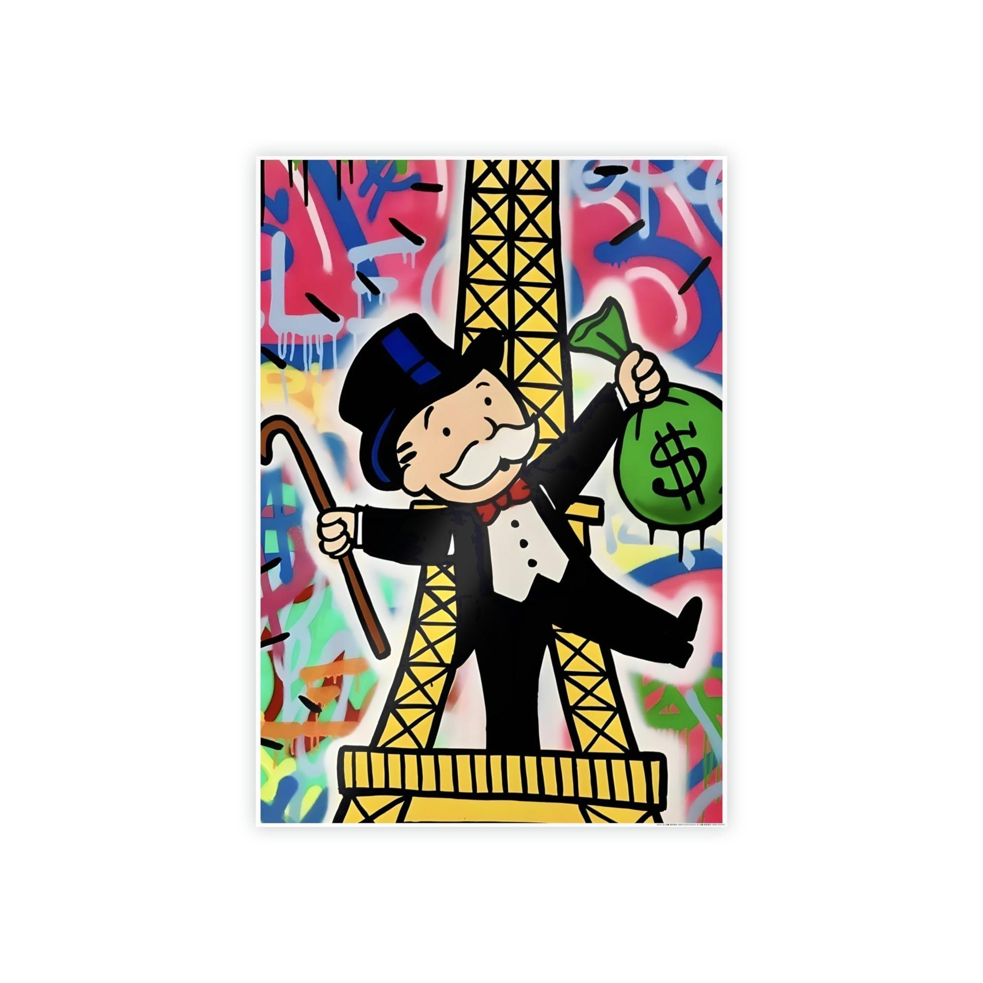 Monopoly & Motivation Living Large: Alec Monopoly's Artistic Prints on Framed Canvas Featuring Images of Wealth and Luxury