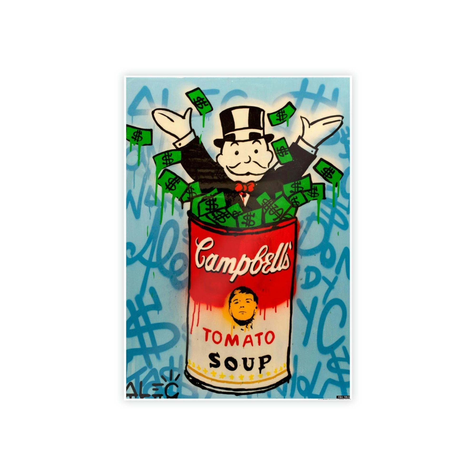 Monopoly & Motivation Money Talks in Alec Monopoly's Canvas Painting: Wall Art and Poster for Finance Enthusiasts