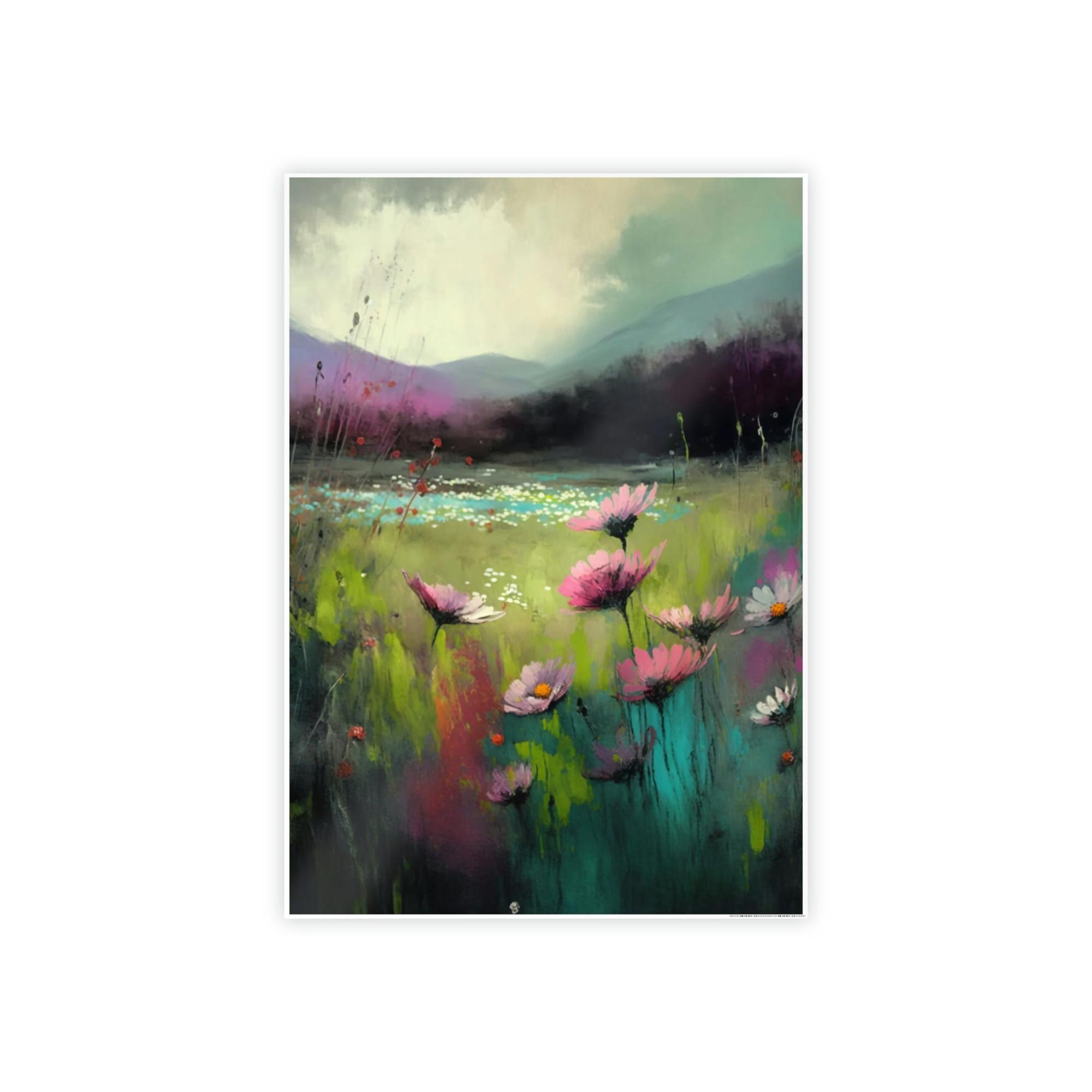 Abstract Landscape Chromatic Abstraction: A Framed Canvas & Poster Artwork of a Vibrant Landscape