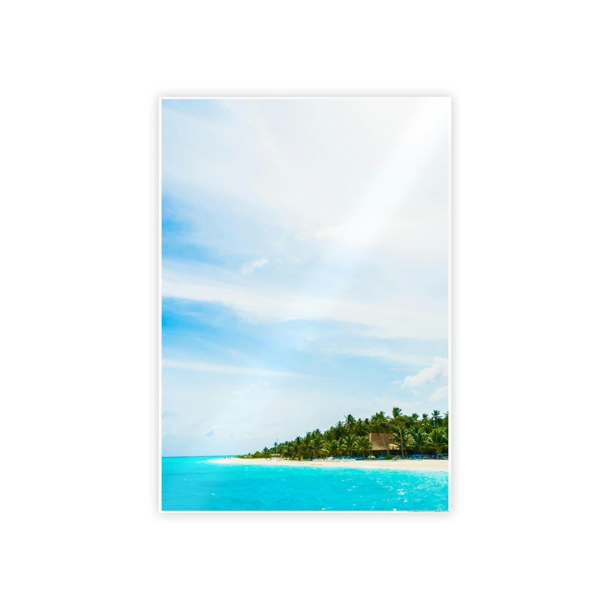 Island Beach Paradise Found: Framed Canvas of a Scenic Island Beach on a Sunset