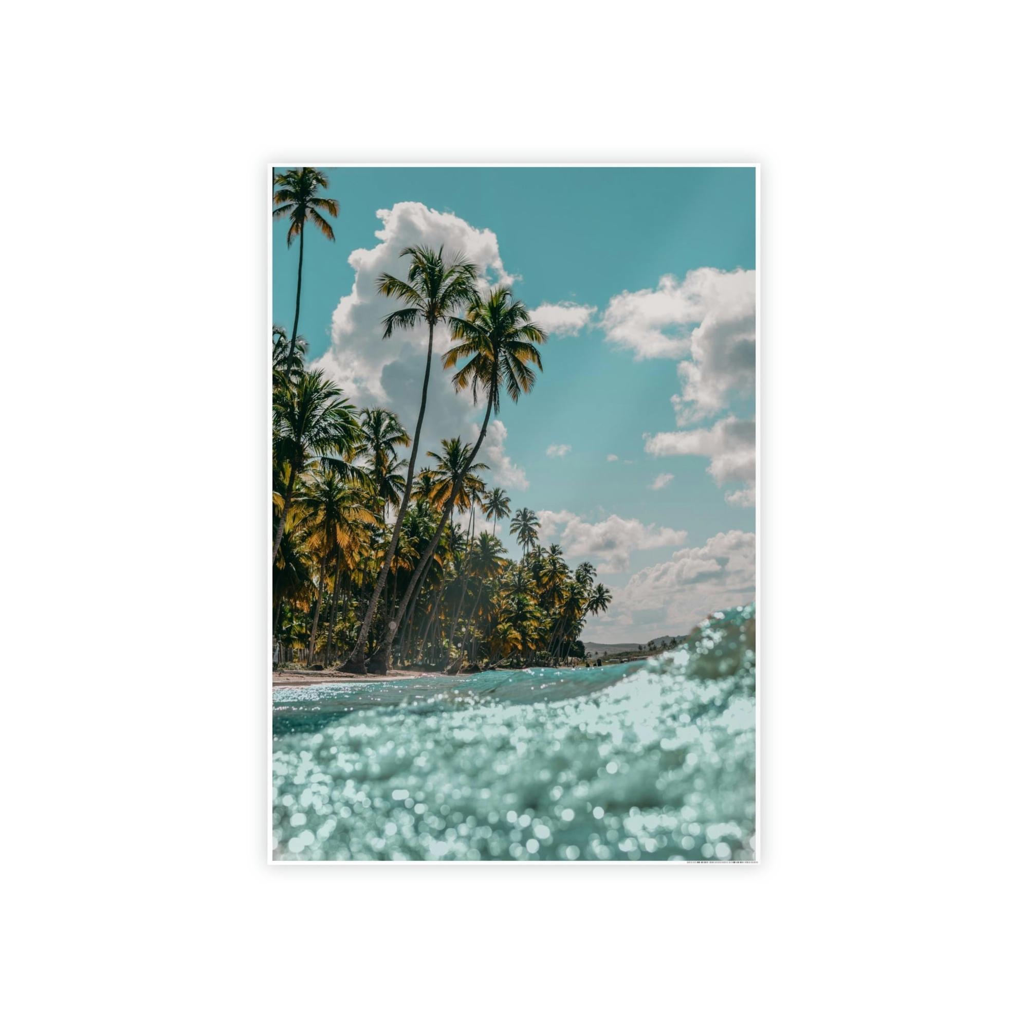 Beaches Tropical Retreat: Stunning Poster of a Sandy Beach with Palm Trees