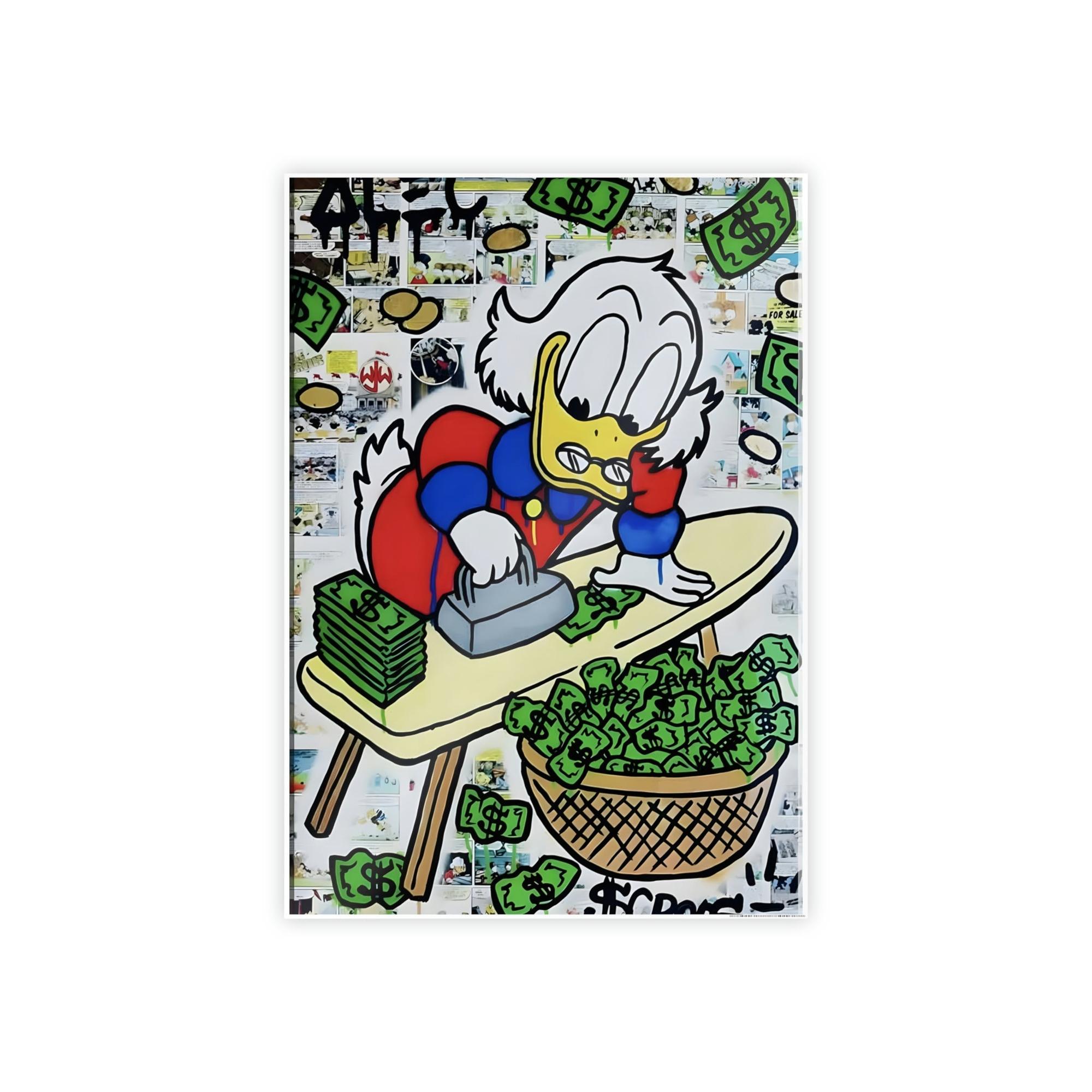 Monopoly & Motivation The Money Duck: Wall Art Prints of a Duck in Alec Monopoly's Iconic Money-Themed Graffiti Style on Framed Canvas
