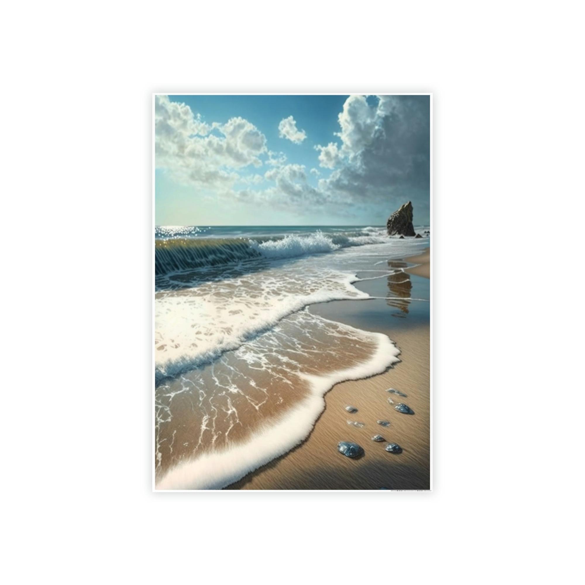 Beaches Seaside Escape: Artistic Framed Canvas & Poster Print of a Quiet Beach