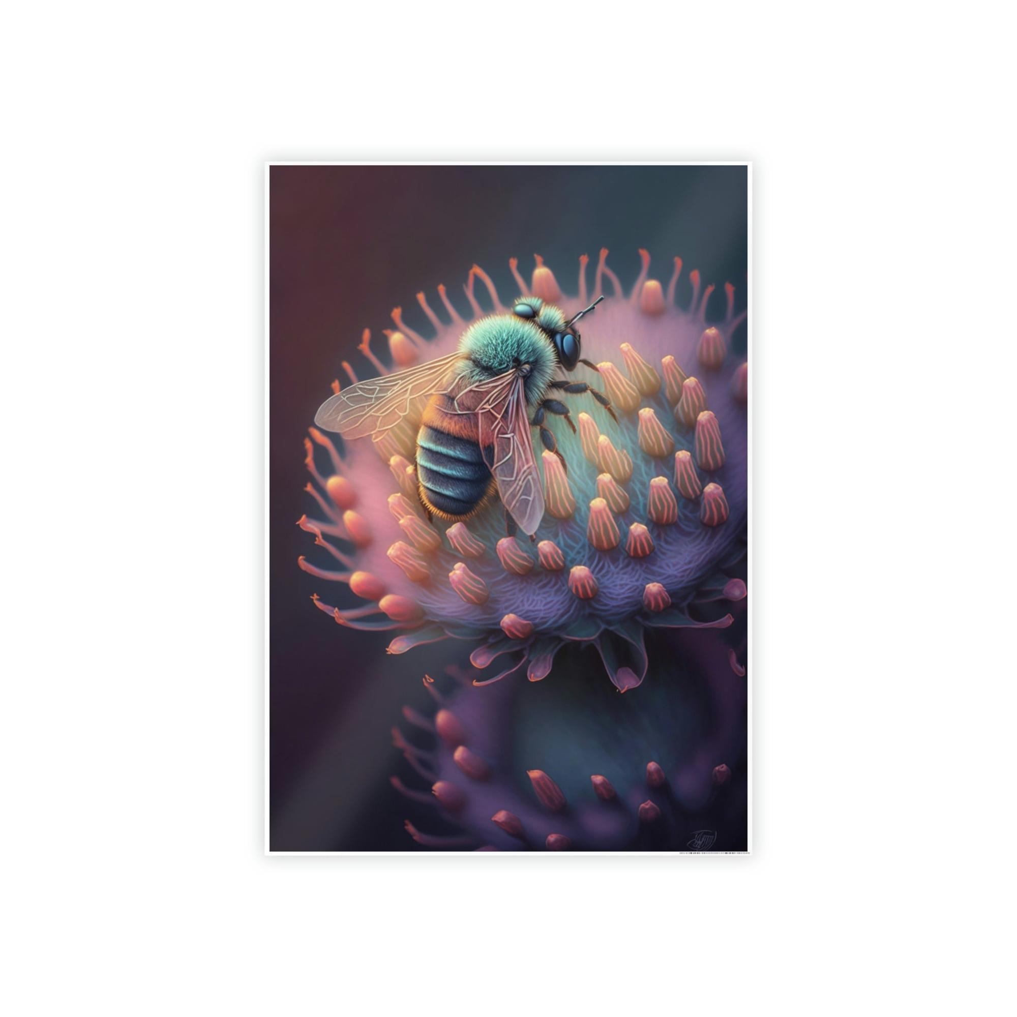 Bees A Busy Bee's Day: Canvas & Poster Wall Art of a Bee Collecting Nectar from Sunrise to Sunset