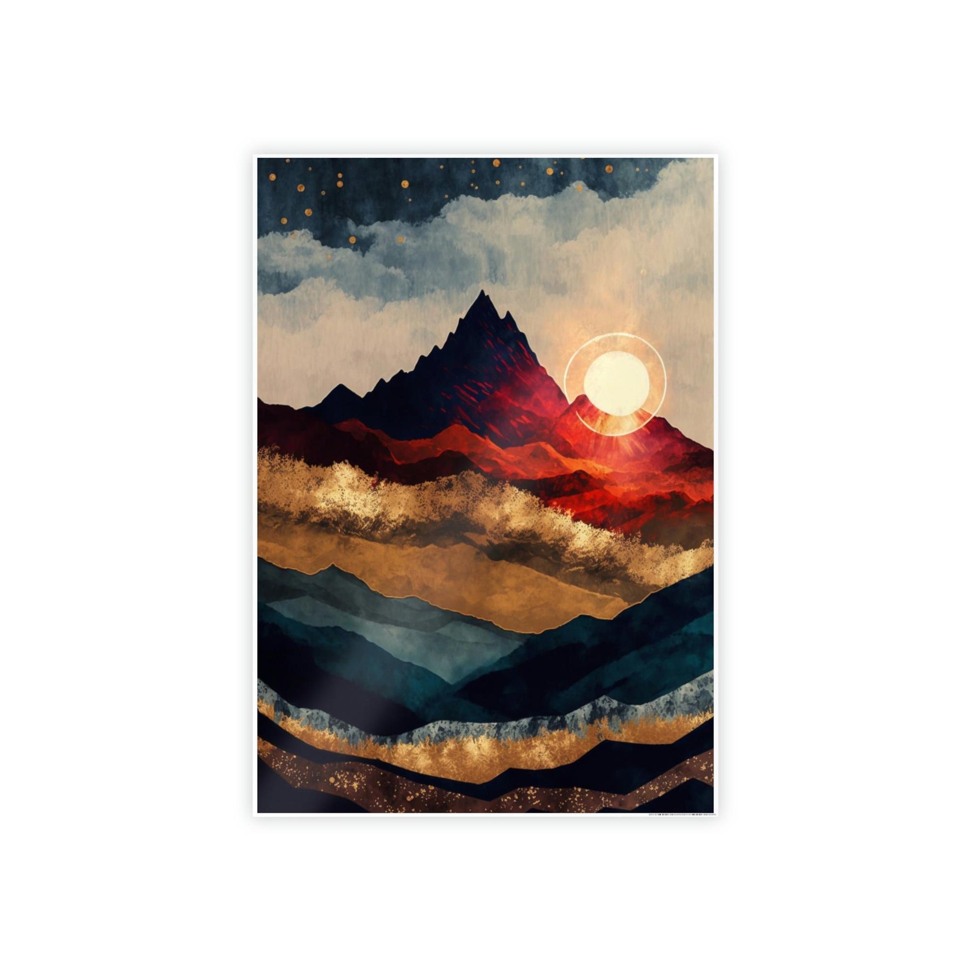 Abstract Landscape Luminous Vista: A Canvas Print of an Abstract Landscape at Sunset