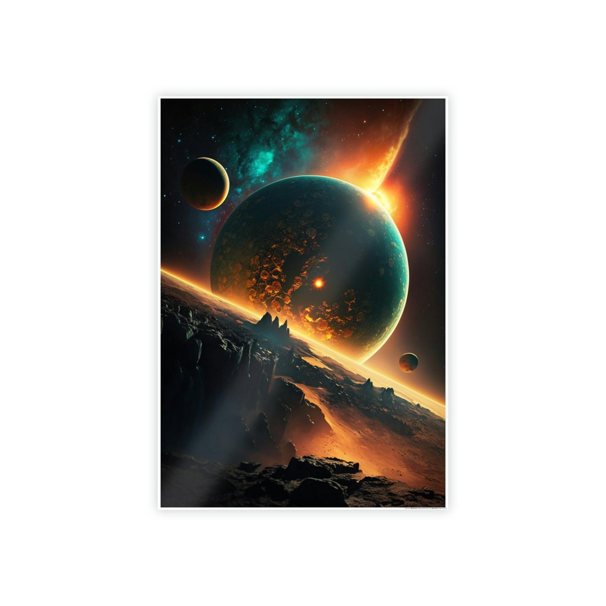 Planets Heavenly Bodies: Beautiful Art Print of Planets on Natural Canvas