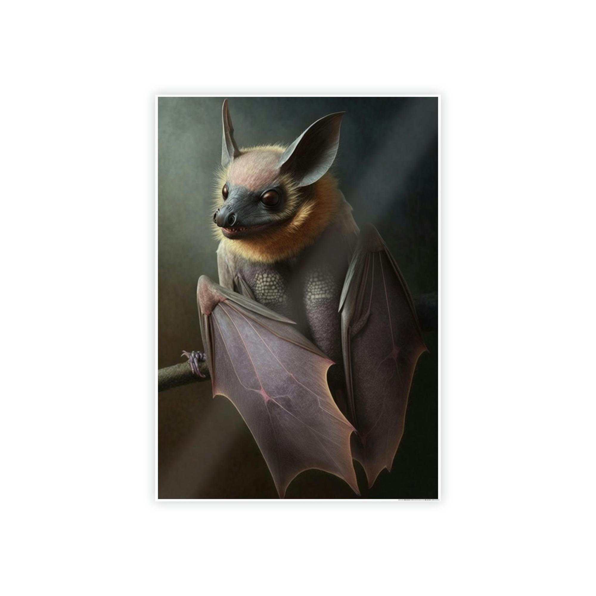 Bats In the Shadows: Poster & Canvas Art Print of a Single Bat in the Dark