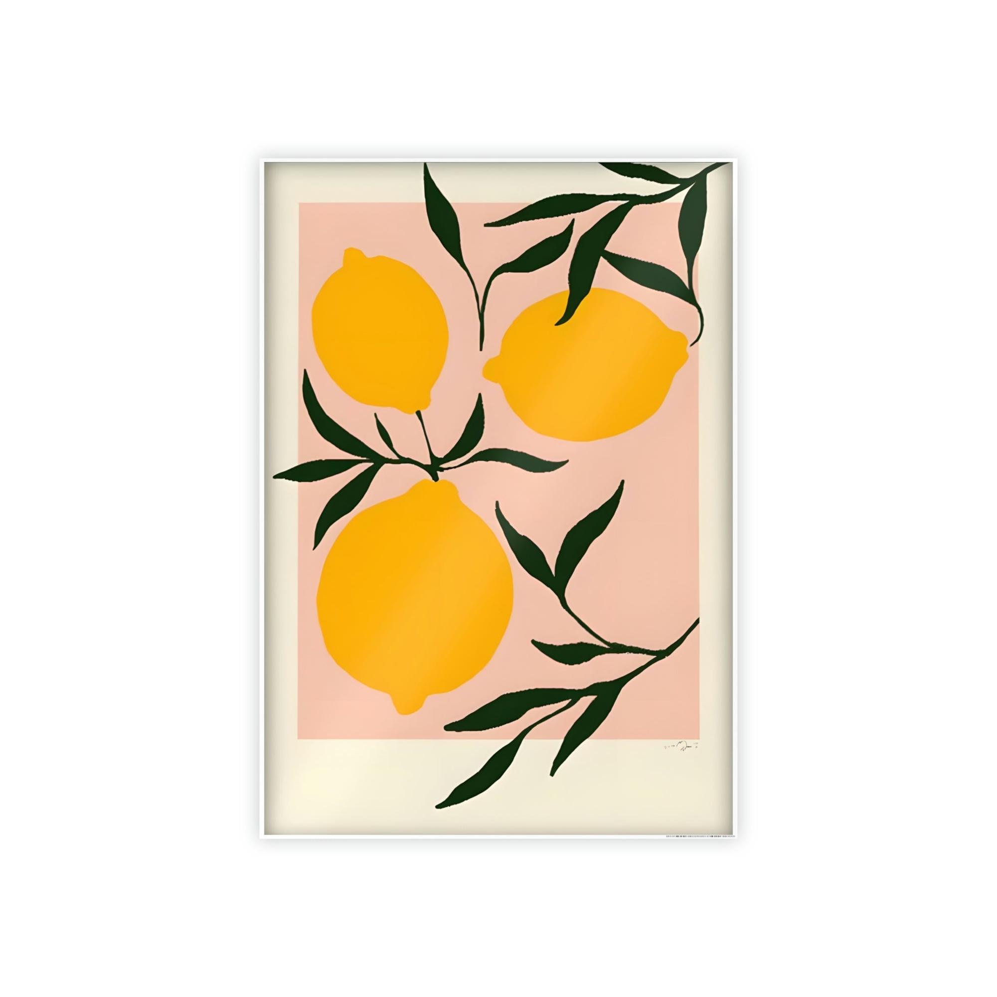 Yellow Refreshing and Vibrant Framed Poster and Canvas Print of Yellow Lemons