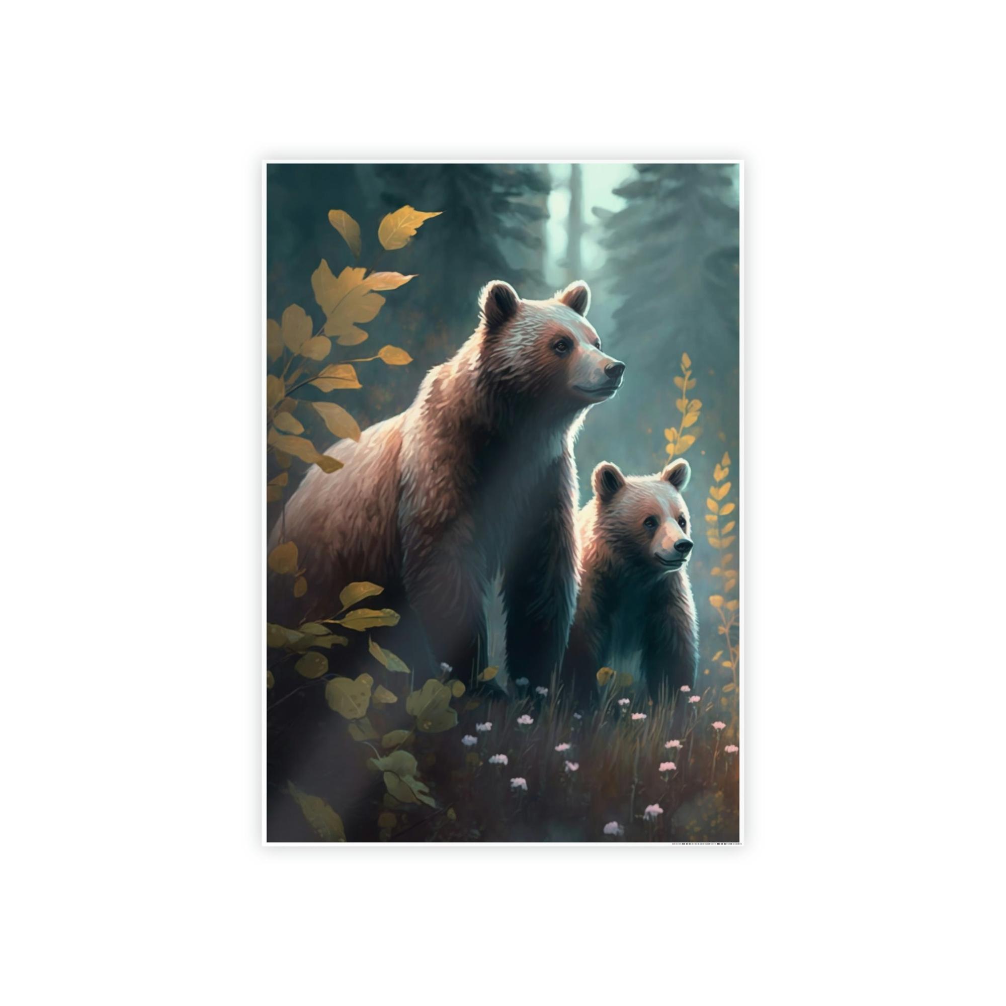 Bears Into the Wild: Natural Canvas Print of Two Brown Bears in the Forest