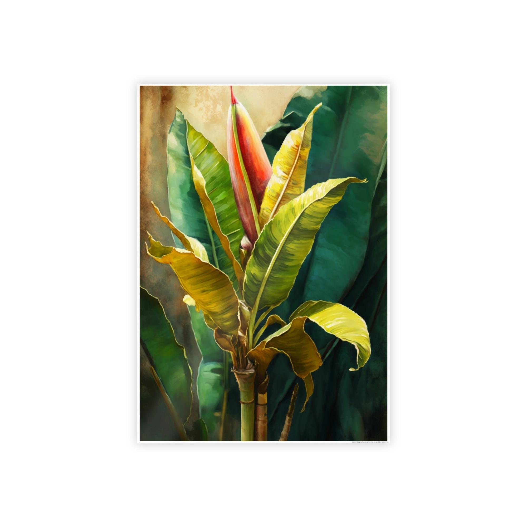 Banana Trees Tropical Escape: Print on Canvas of Exotic Banana Trees as Wall Art