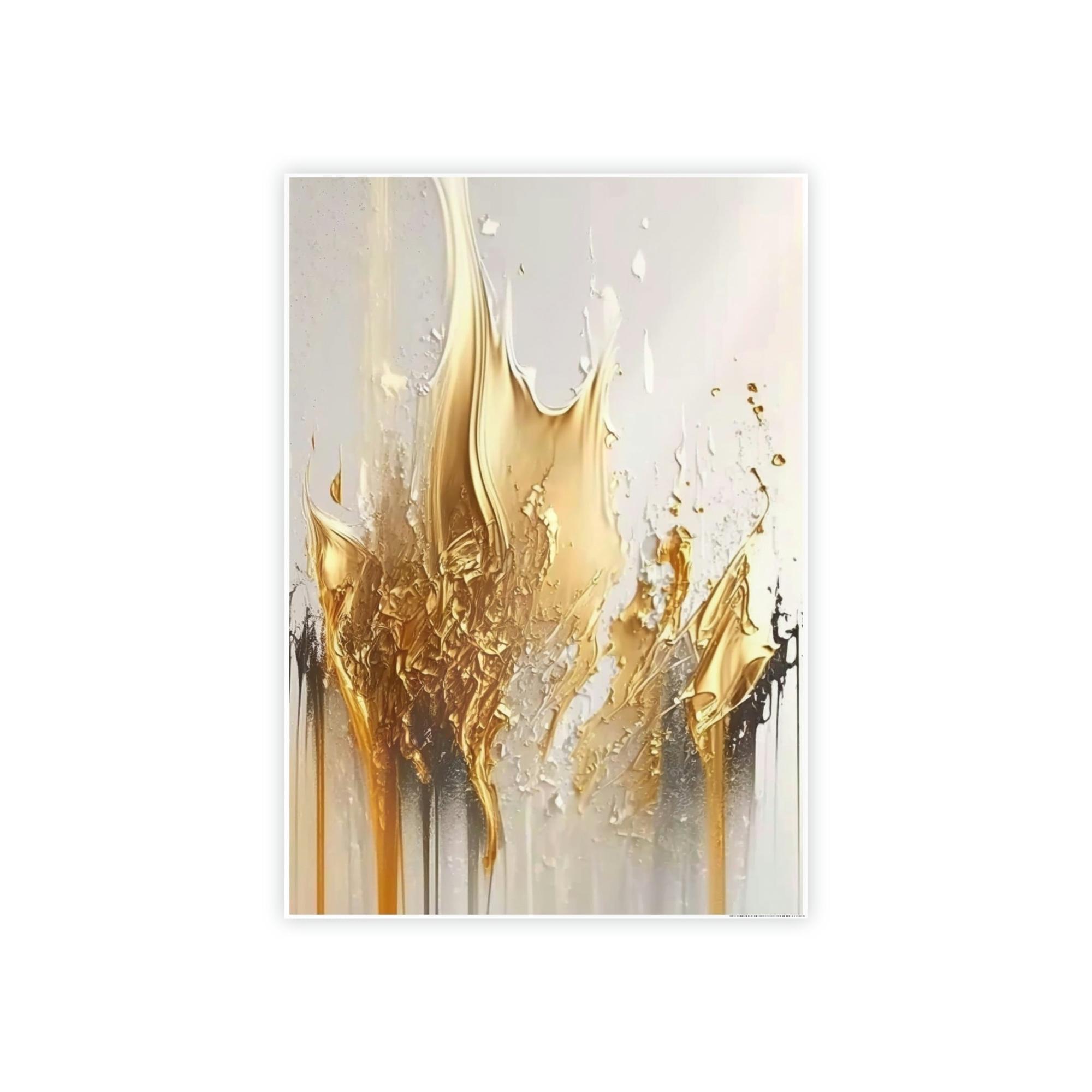 Gold Abstract Art Gilded Beauty: Print on Canvas of a Glamorous and Rich Abstract Art in Gold Hues on Natural Canvas