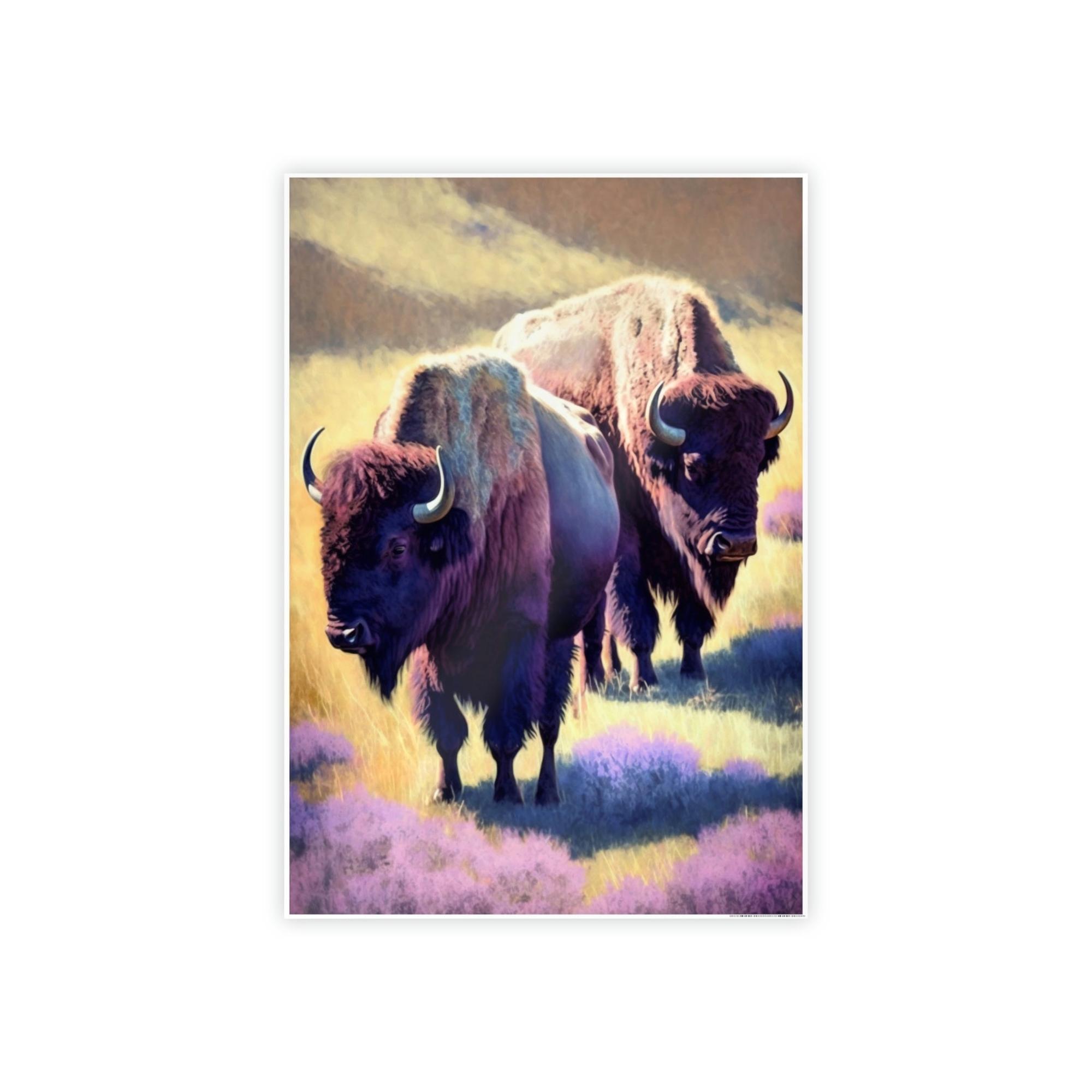 Bisons The Bison's Strength: Canvas & Poster Wall Art of a Bisons Displaying Its Might