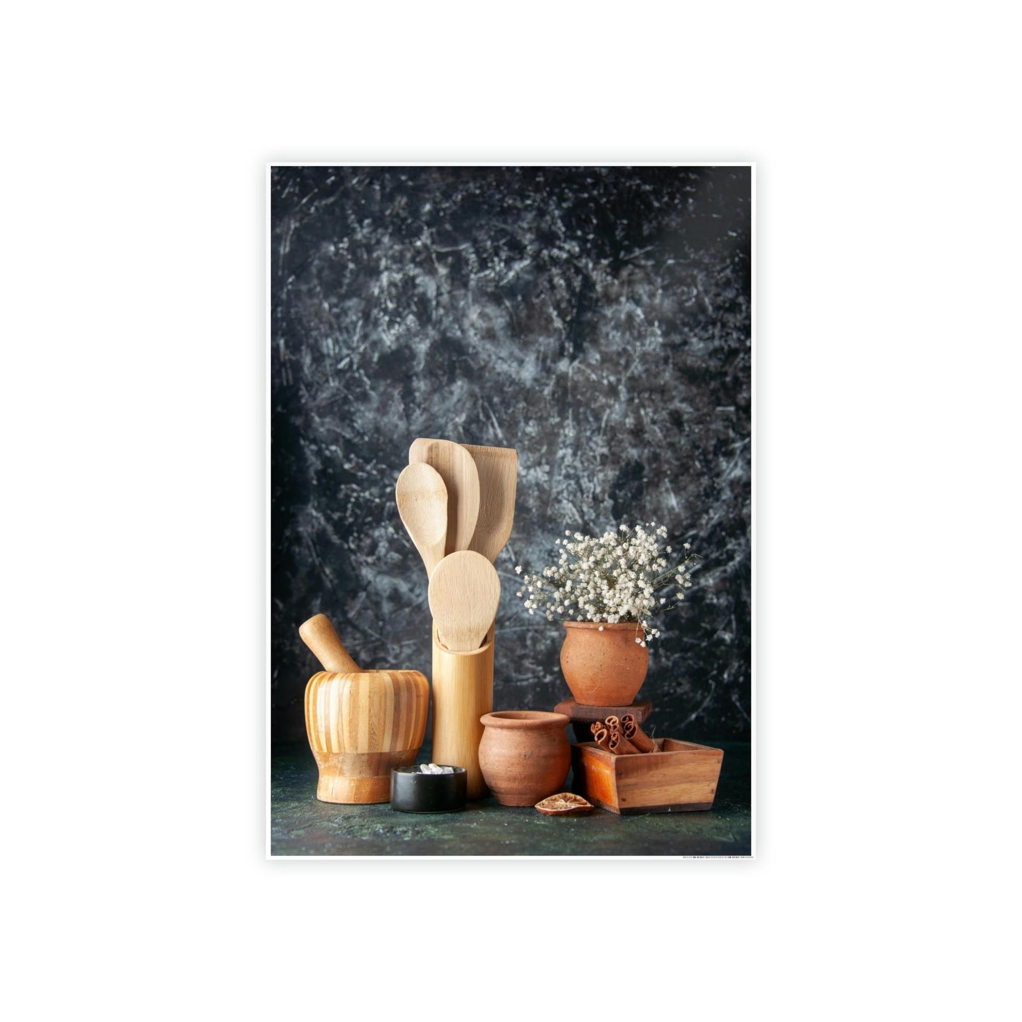 For Kitchen Classic Culinary Elegance: Framed Poster and Print of Fine Dining Utensils