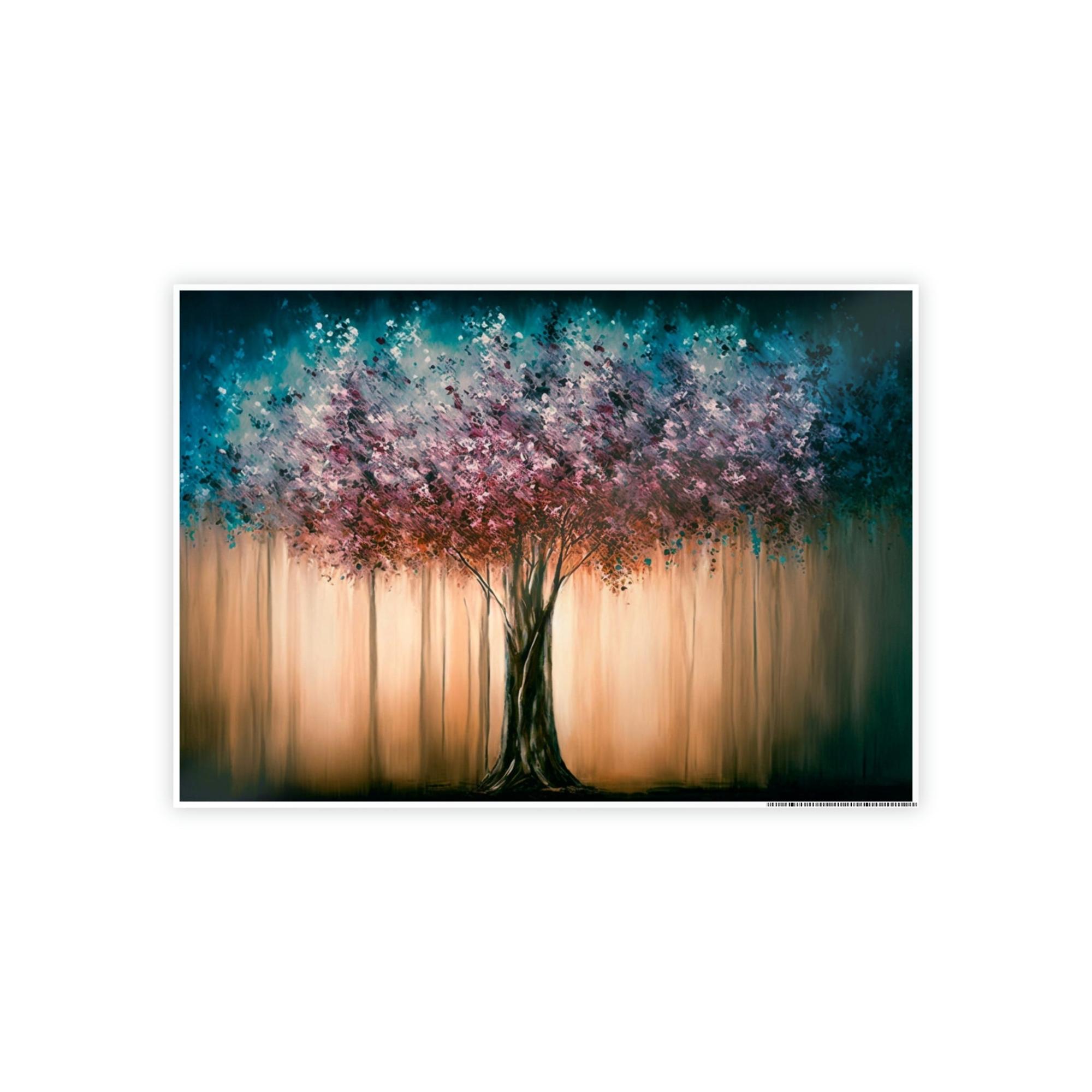 Abstract Landscape Harmonious Oasis: Abstract Landscape Print on Framed Canvas & Poster