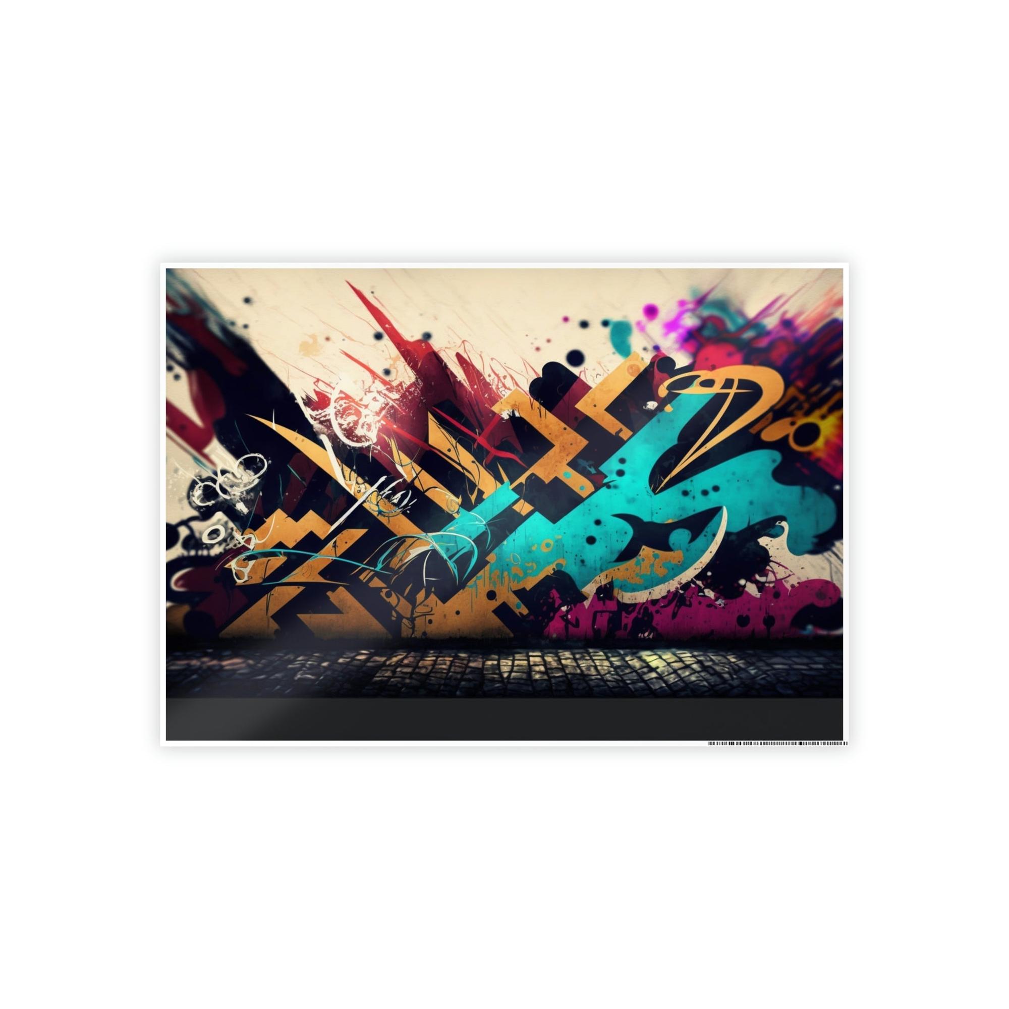 Abstract Graffiti Framed Canvas & Poster Print of Graffiti Art: A Burst of Energy
