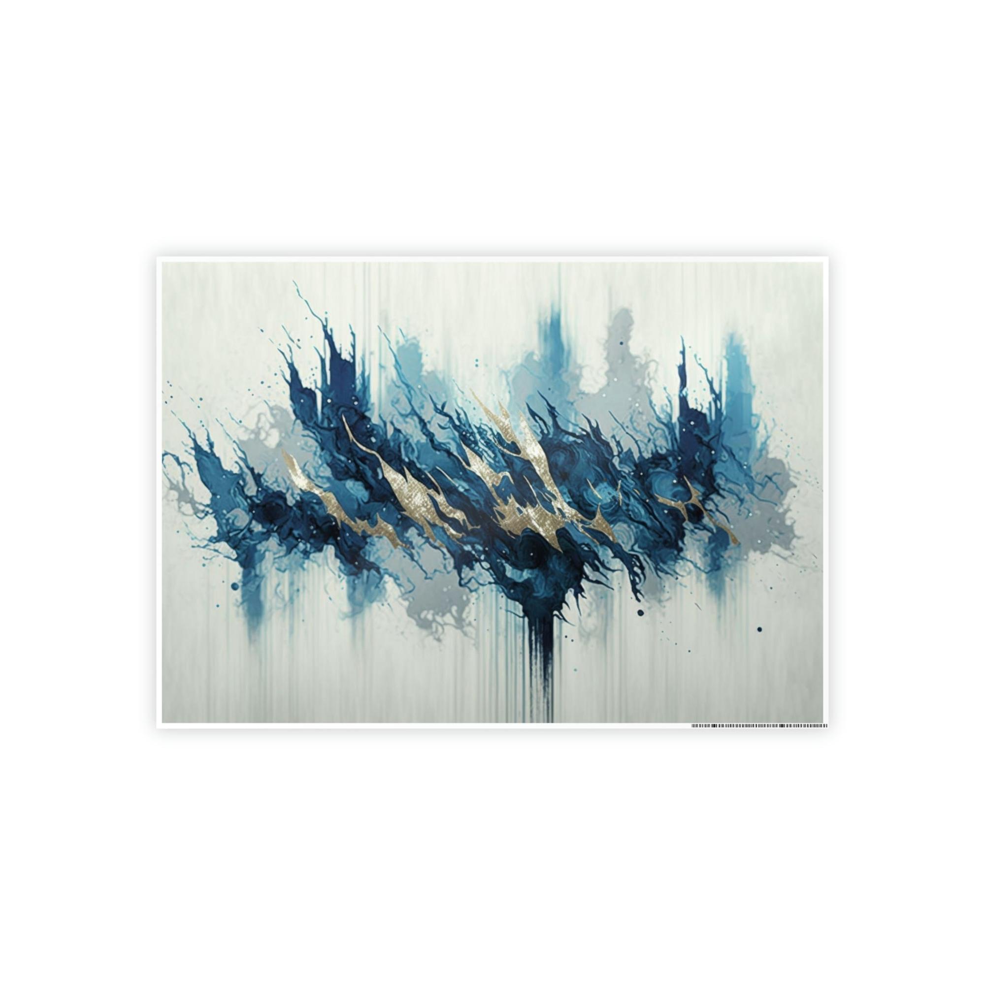 Blue Abstract Canvas Art Oceanic Depths: A Framed Canvas & Poster Print of Blue Abstract Art