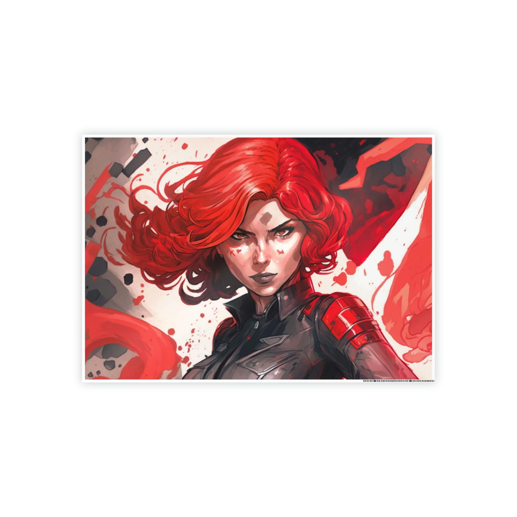 Black Widow Deadly Beauty: Natural Canvas and Framed Poster with Black Widow Art