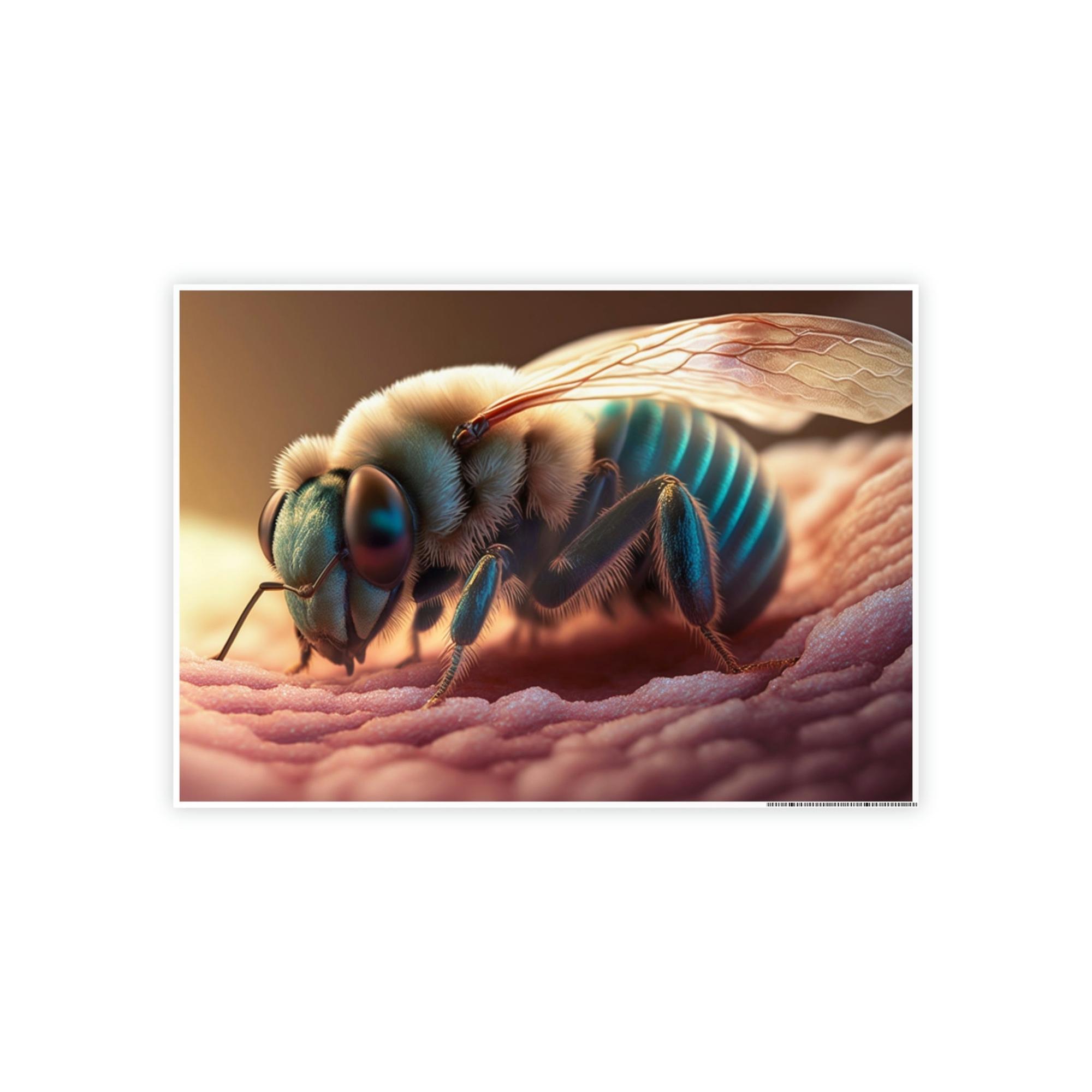 Bees The Art of Pollination: A Print on Canvas & Poster of a Bee and a Flower in Harmony