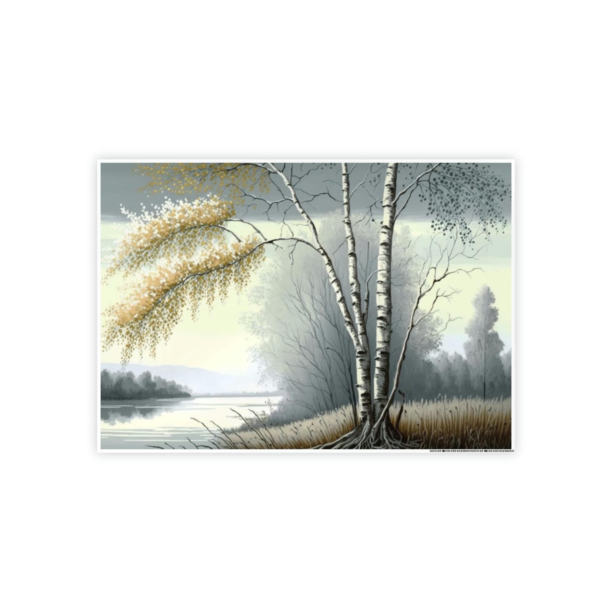Birch Trees Whispering Woods: Rustic Framed Canvas & Poster Print of a Birch Tree Forest