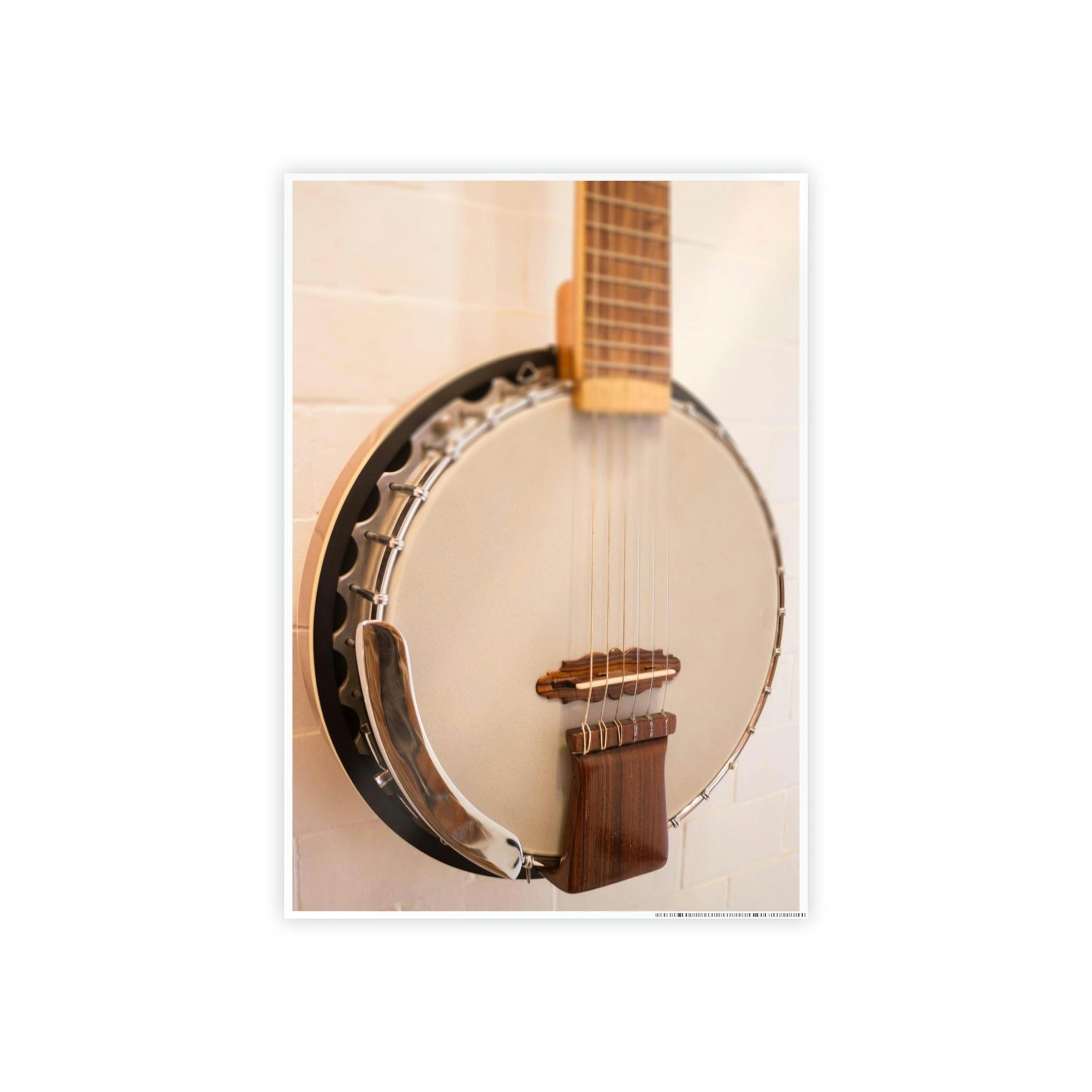 Banjo Melodic Strings: Art Print on Canvas with a Close-Up of a Banjo