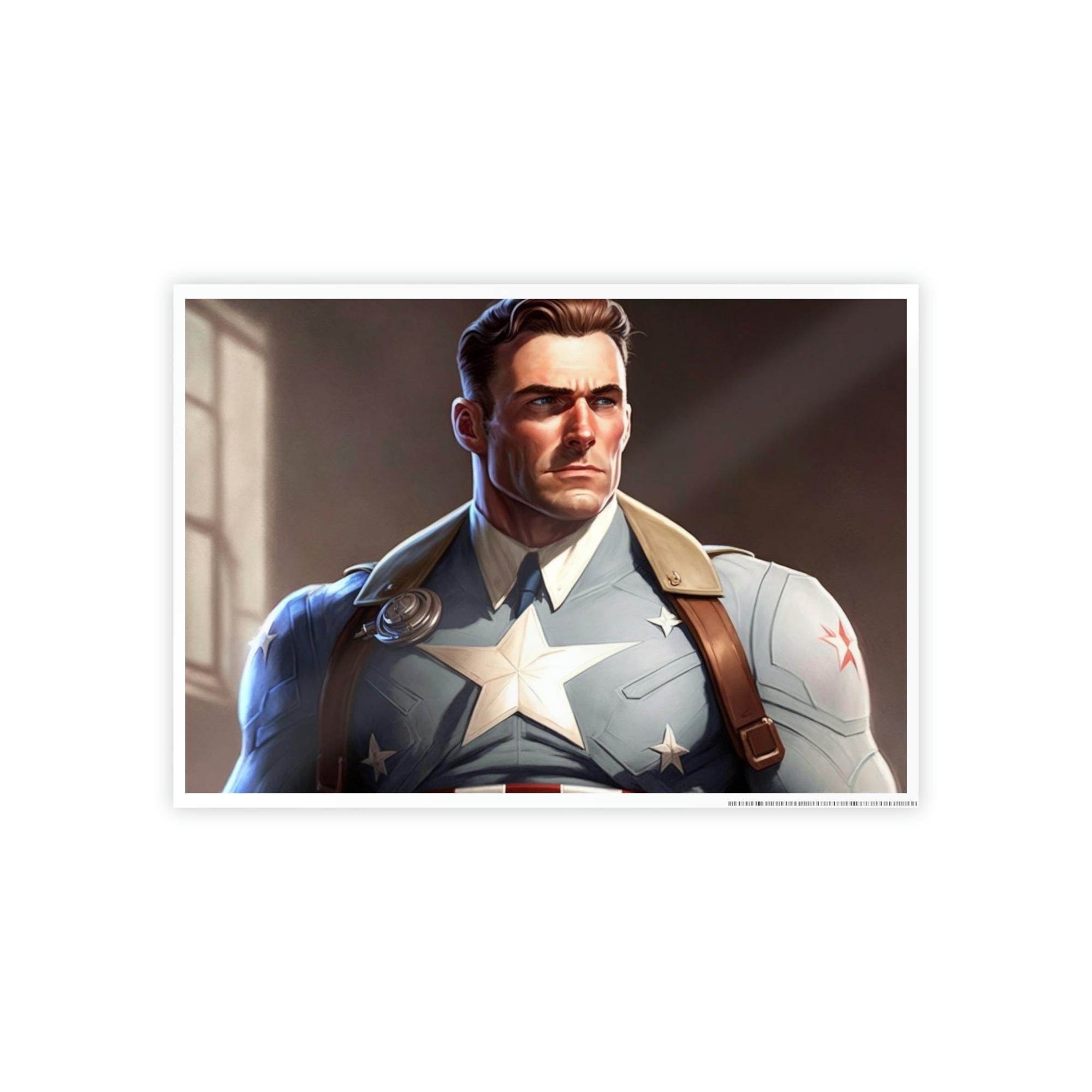 Captain America Heroic Strength: Natural Canvas and Art Prints of Captain America