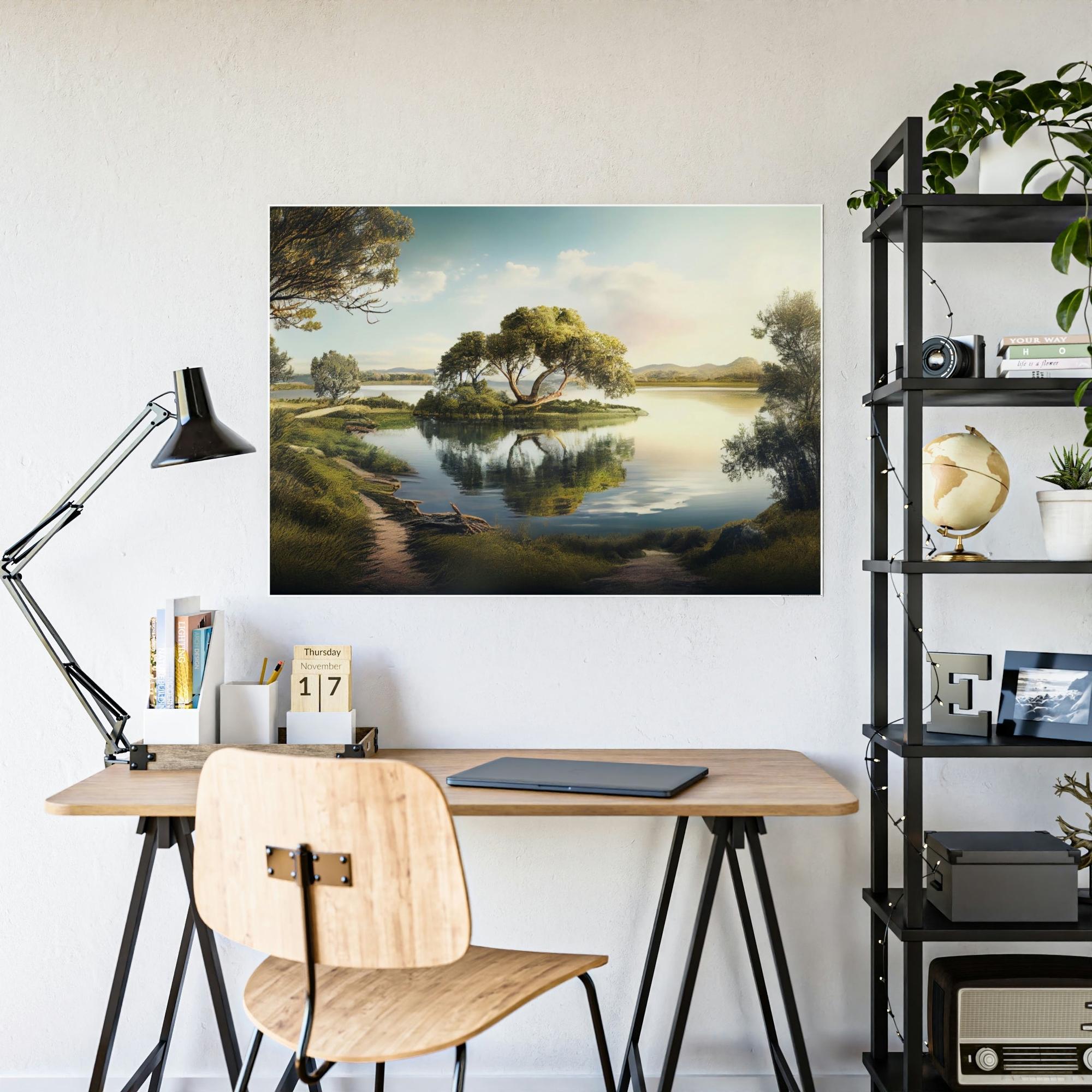 Lakes And Rivers Lakeside Beauty: Print on Canvas of a Gorgeous Lake View