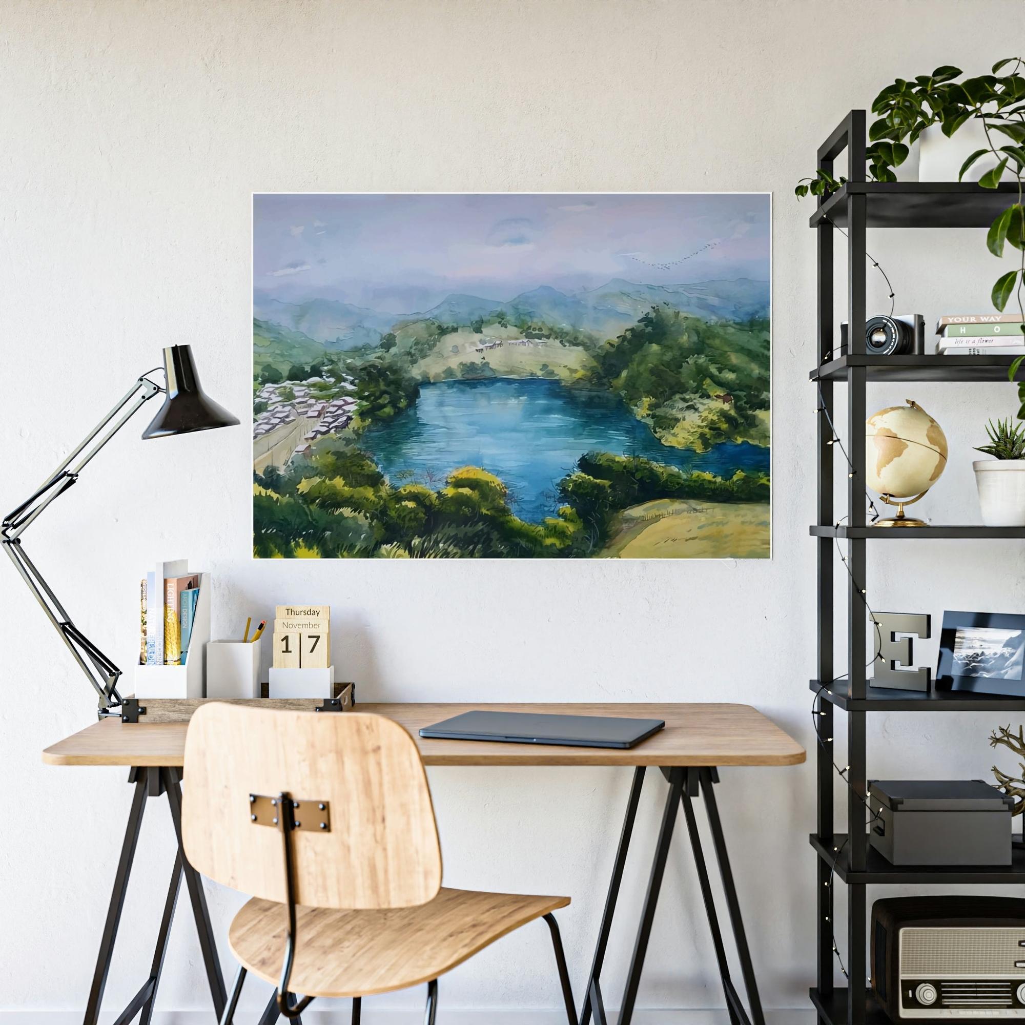 Lakes And Rivers Lakeside Serenity: Natural Canvas Wall Art of a Peaceful Lake View