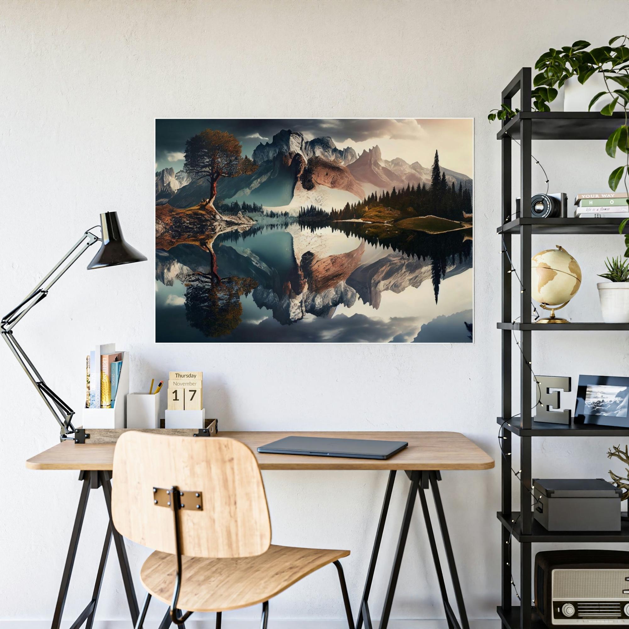 Lakes And Rivers Flowing Serenity: Print on Canvas & Poster of a Gentle River Landscape