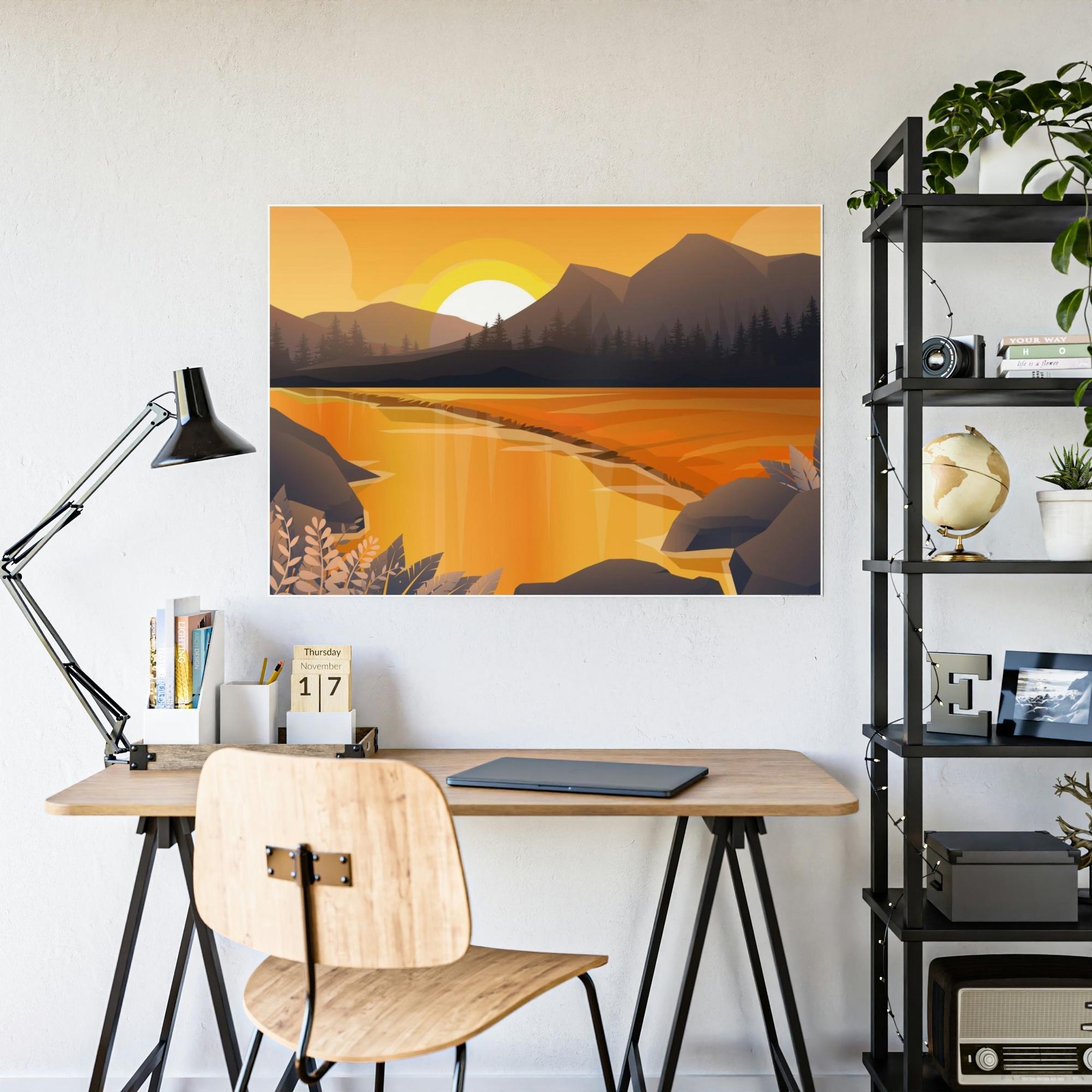 Lakes And Rivers Riverfront Escape: Print on Canvas of a Serene River Landscape