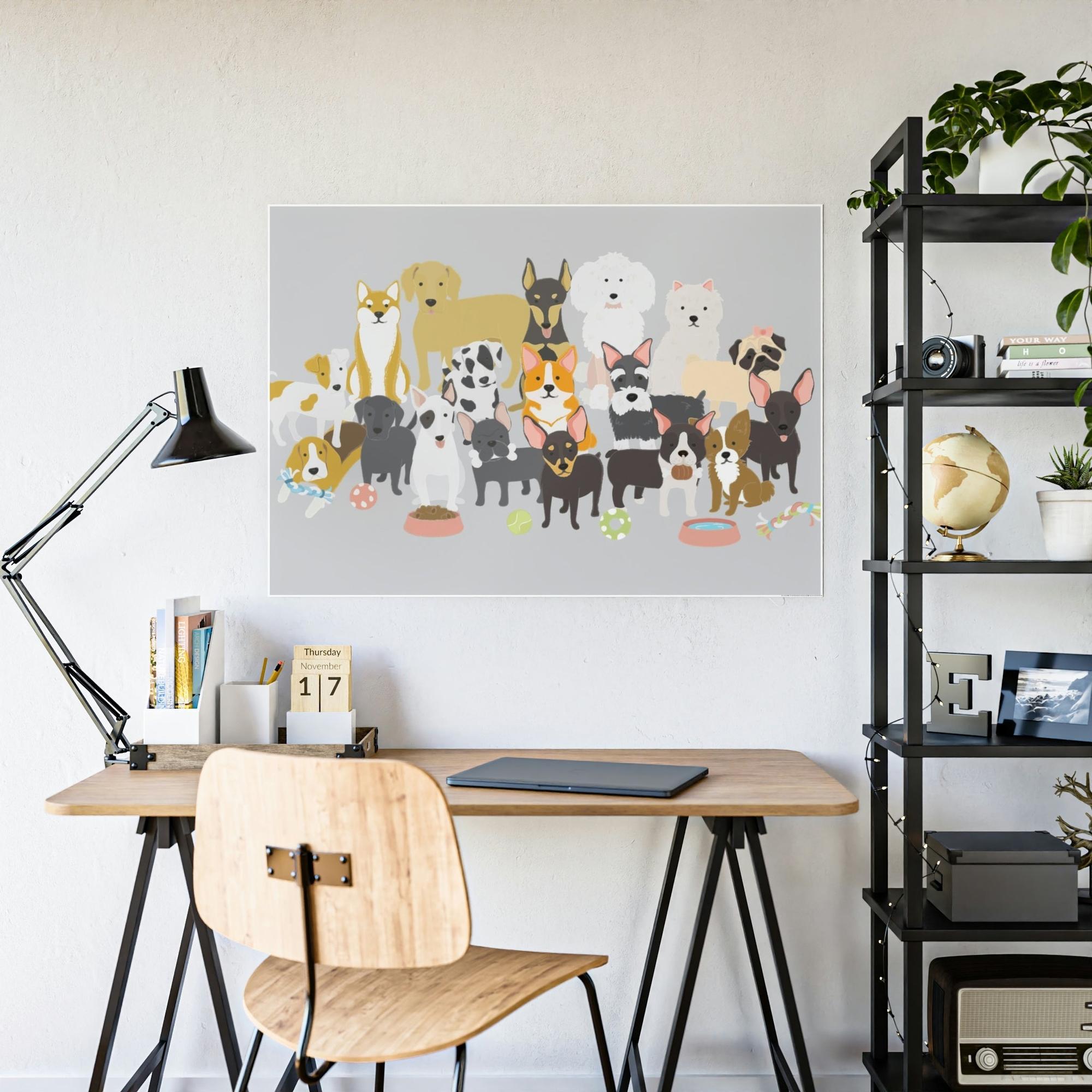 Dogs Canine Comfort: Poster of Dogs Relaxing on a Framed Canvas