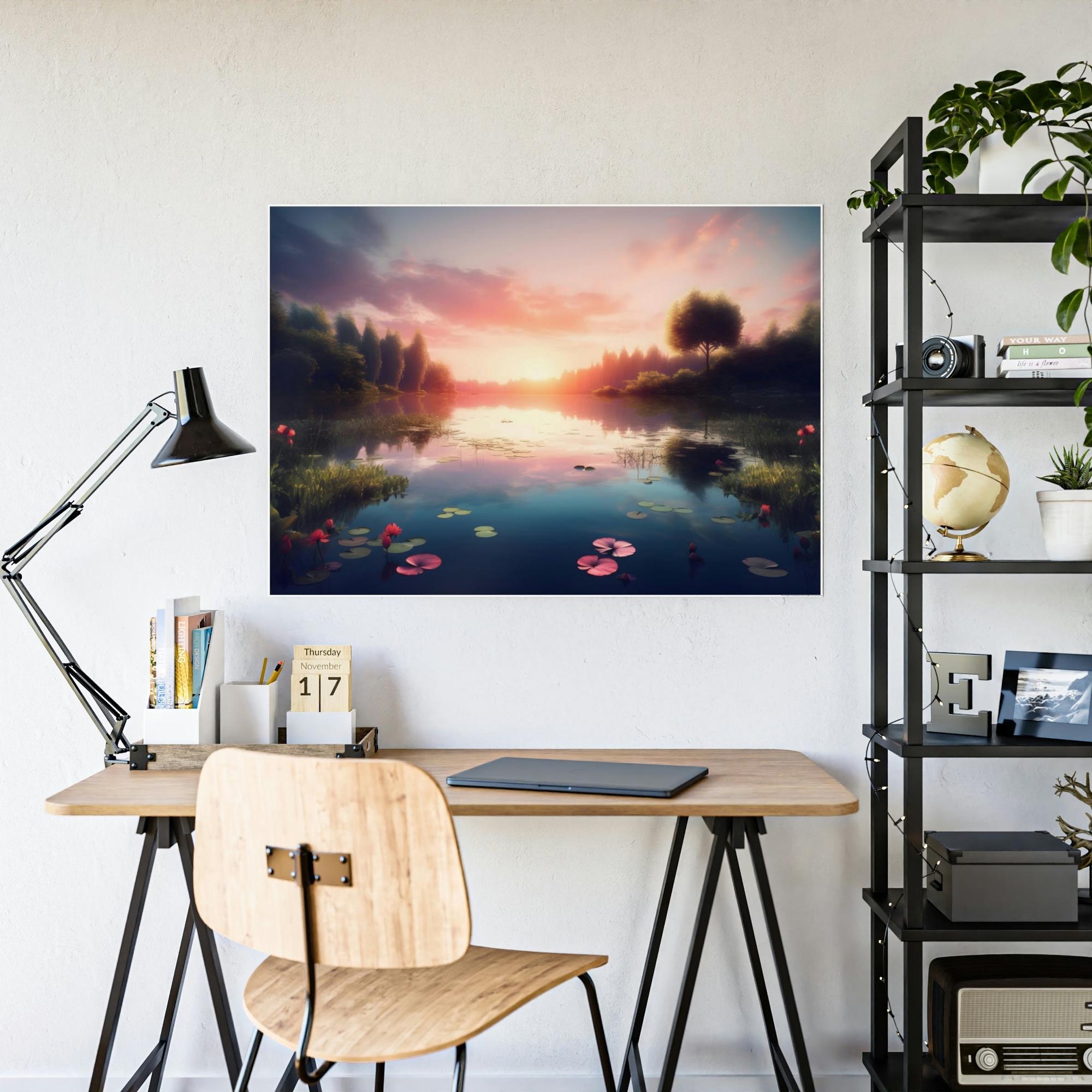 Lakes And Rivers The Charm of Lakes: Wall Art of a Charming Lake View on Natural Canvas & Poster