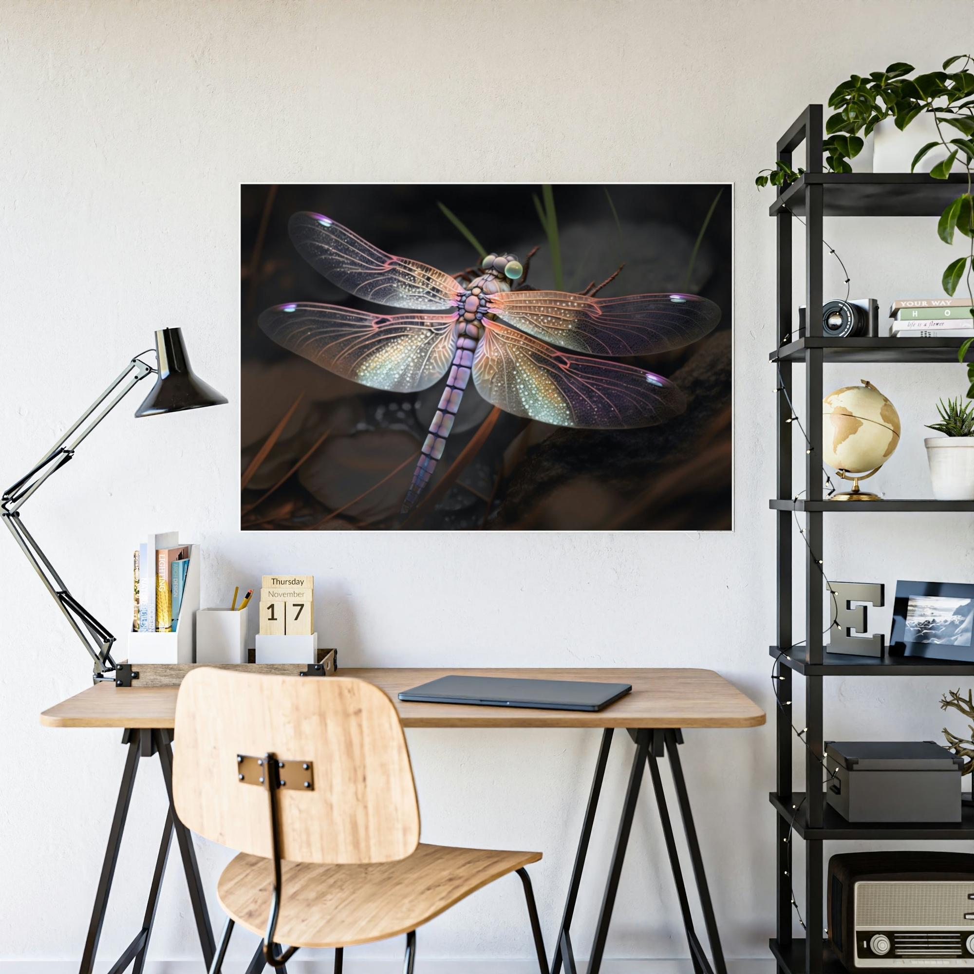 Dragonfly Winged Wonders: A Framed Canvas of Dragonflies in Flight