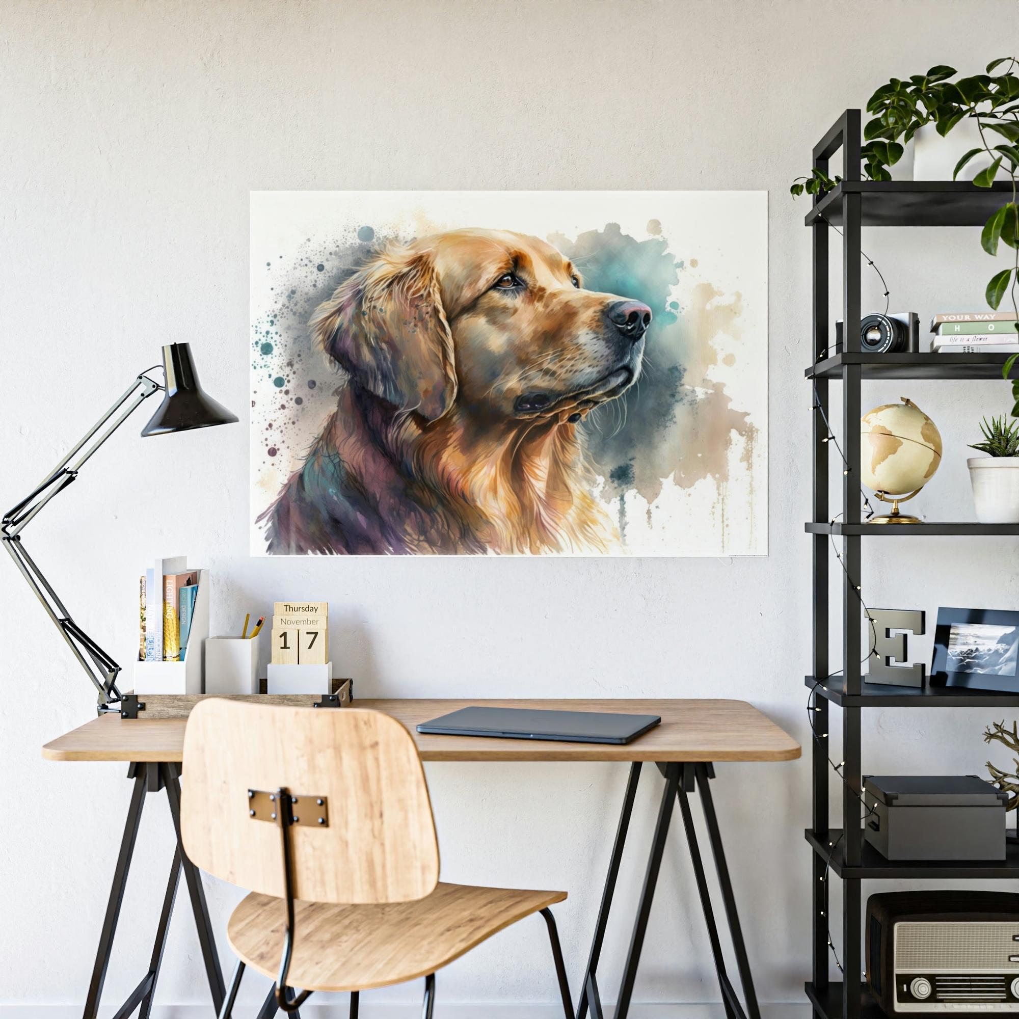 Dogs Dog's World: Framed Poster of a Happy Dog on Canvas