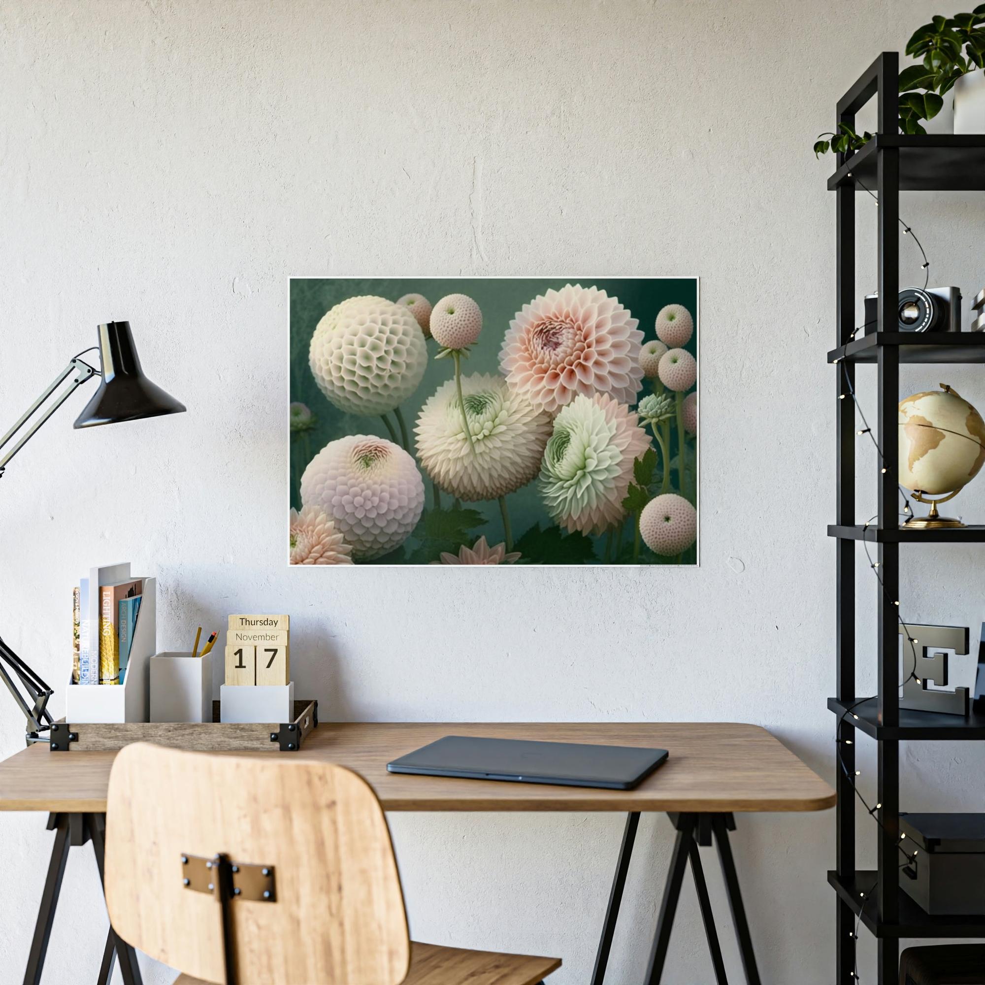 Dahlias Nature's Beauty: A Framed Canvas of Vibrant Dahlia Blooms