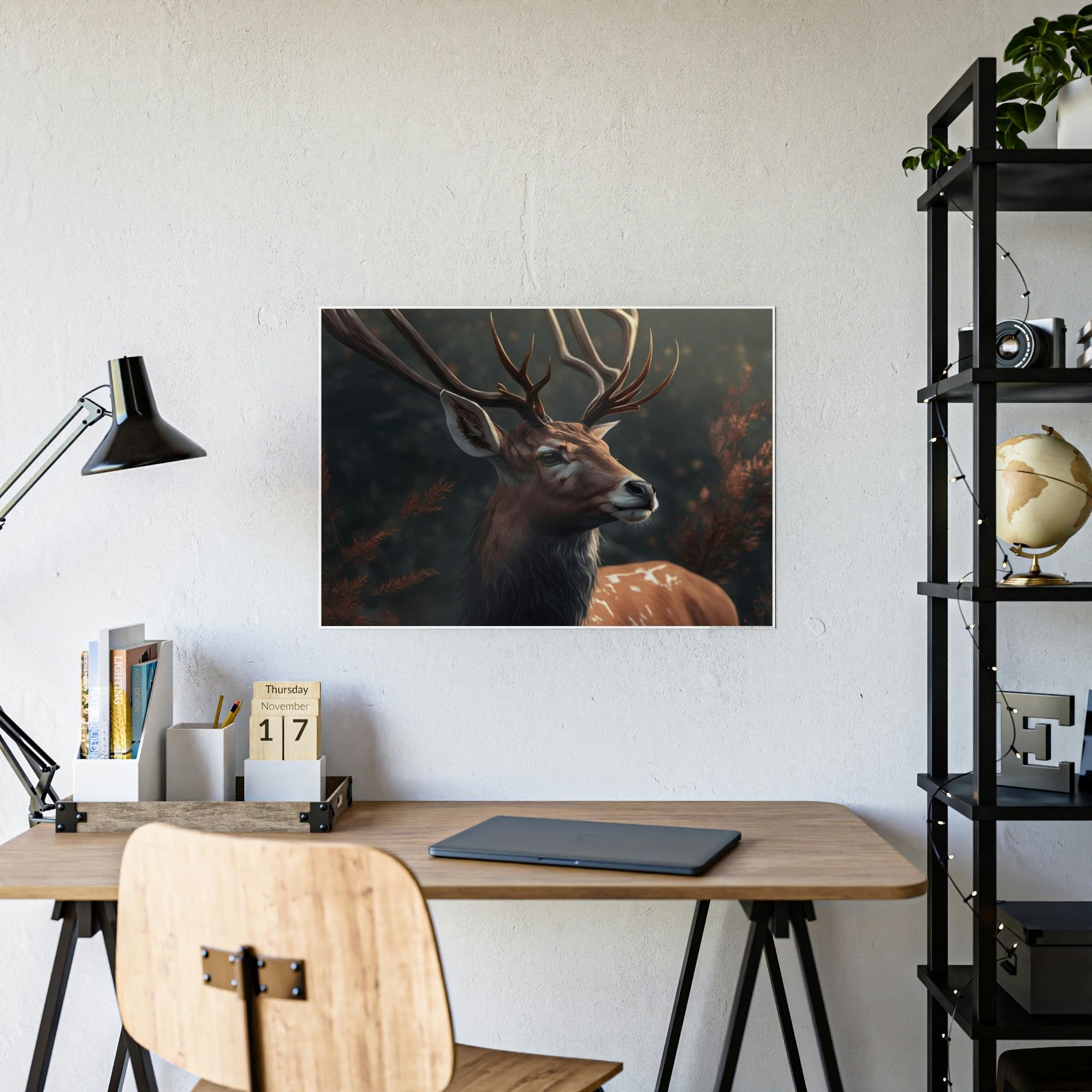 Deers Deer's Solitude: A Canvas Wildlife Contemplation