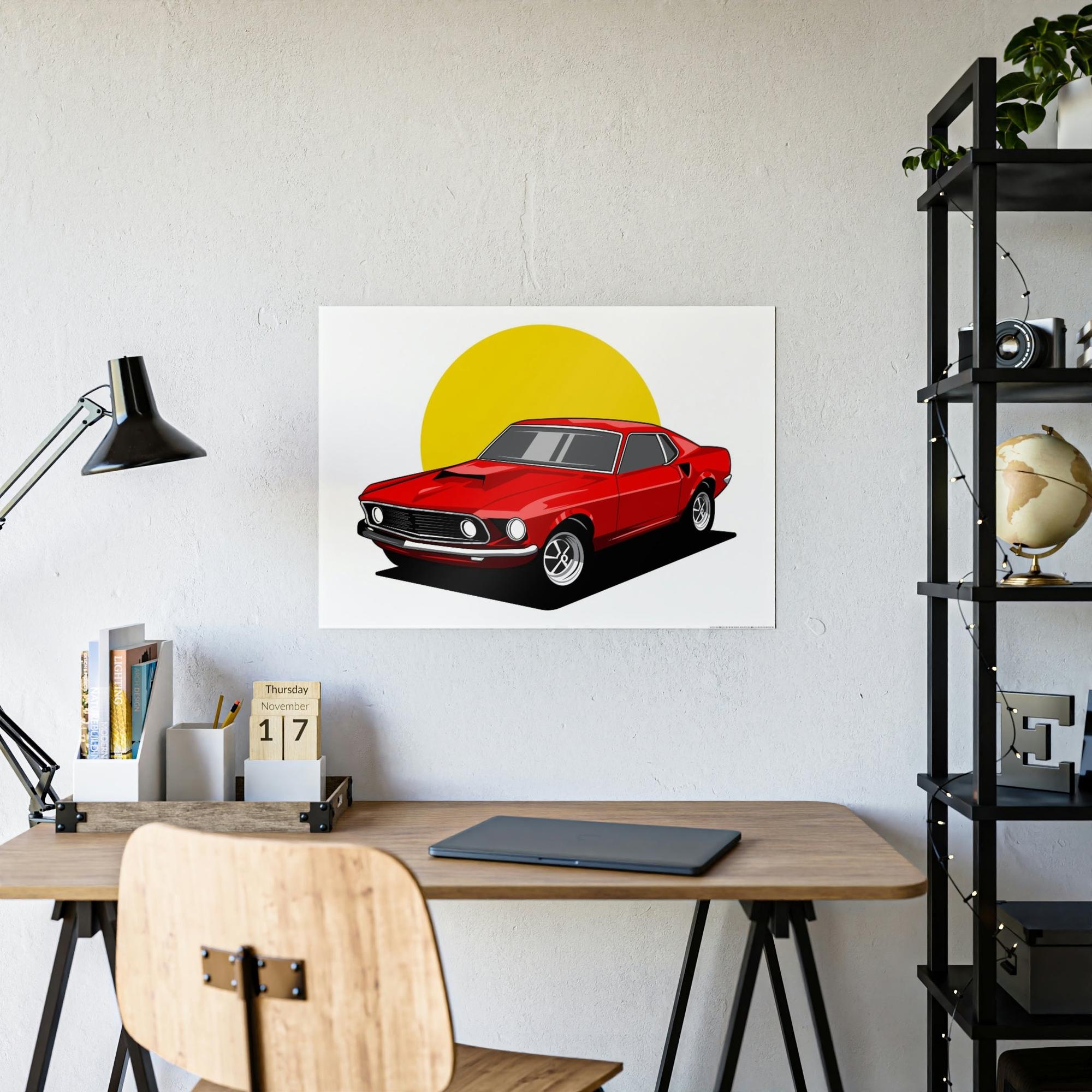 Mustang Graceful Power: Mustang Wall Art on Natural Canvas and Poster