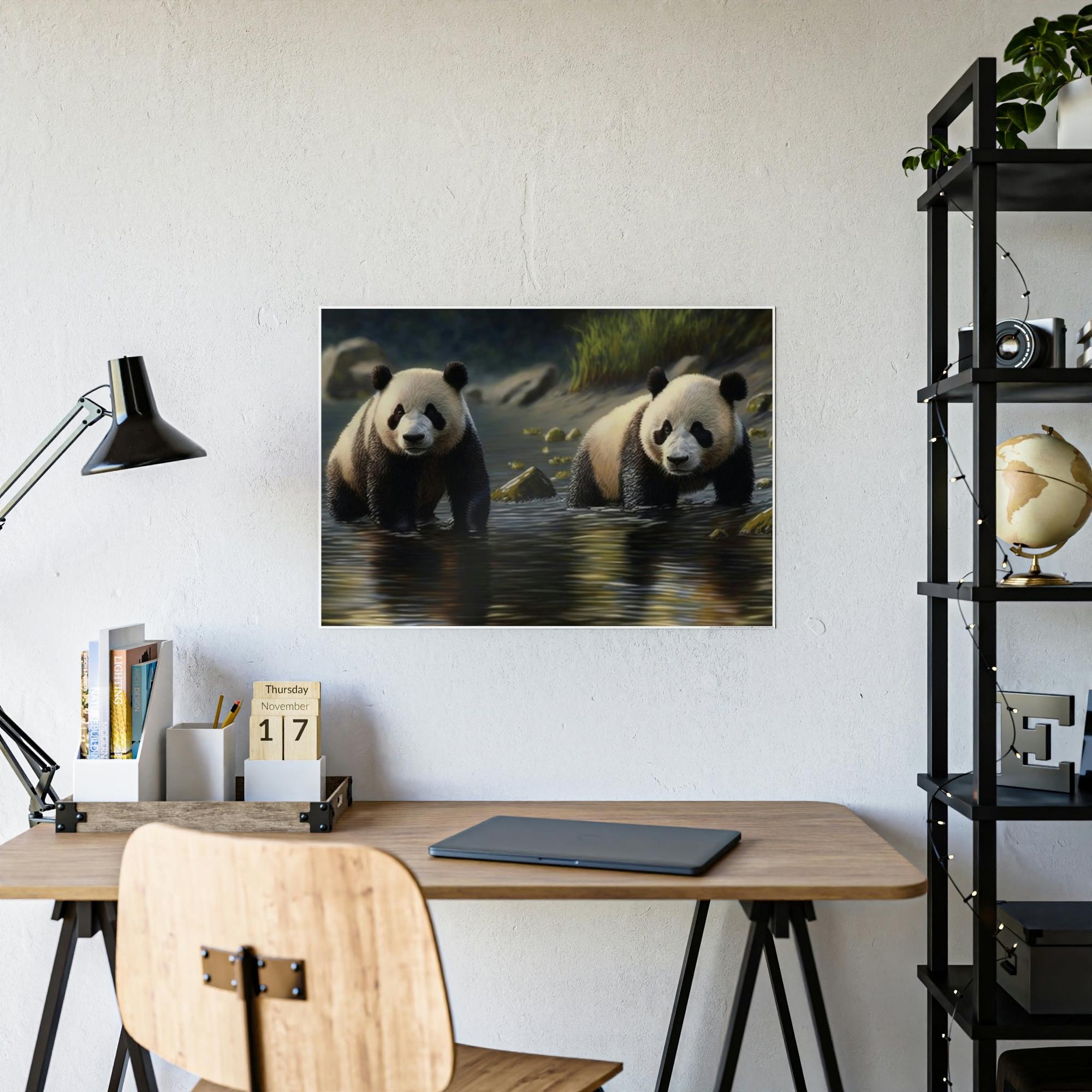 Pandas Bamboo Eaters and Playful Creatures: A Portrait of Pandas on Canvas