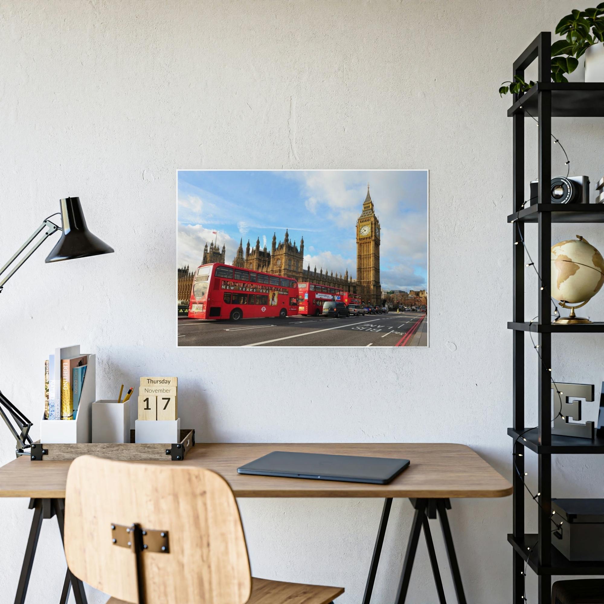 Bus City Rhythm: Vibrant Bus Art on Canvas & Poster