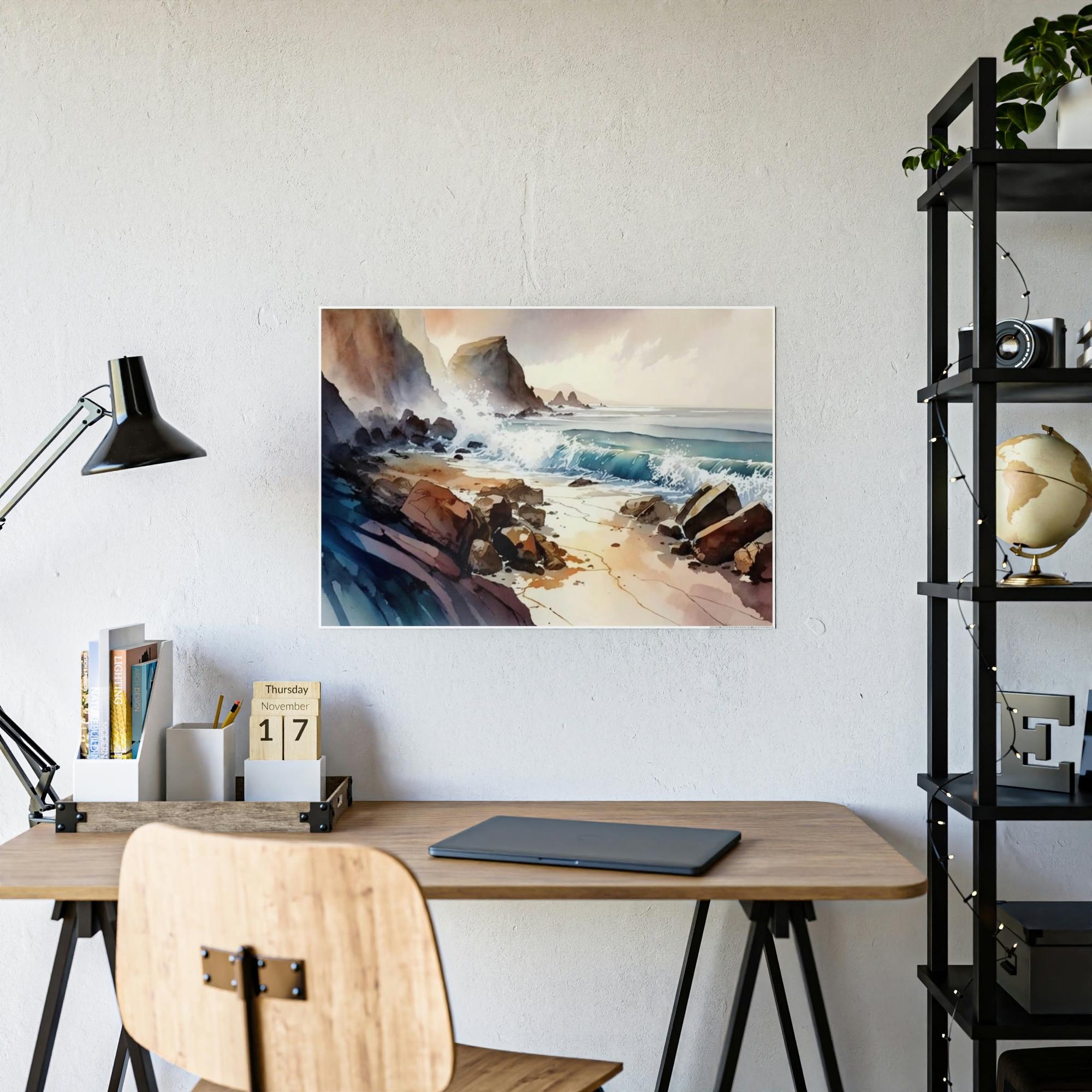 Coastal Coastal Serenity: Canvas & Poster Artwork of a Peaceful Beach Scene