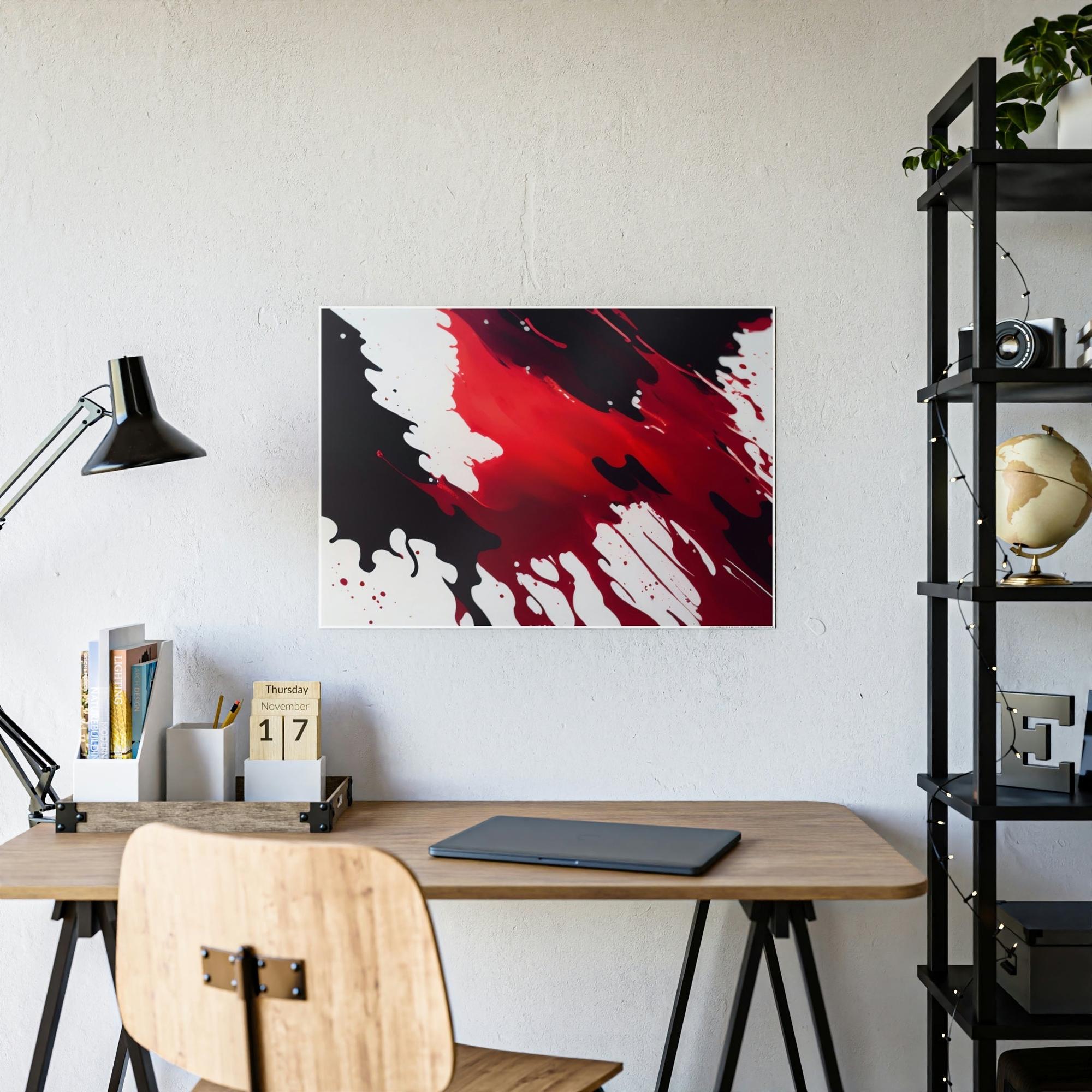 Red Abstract Art Bold and Striking: Red Abstract Canvas and Framed Poster